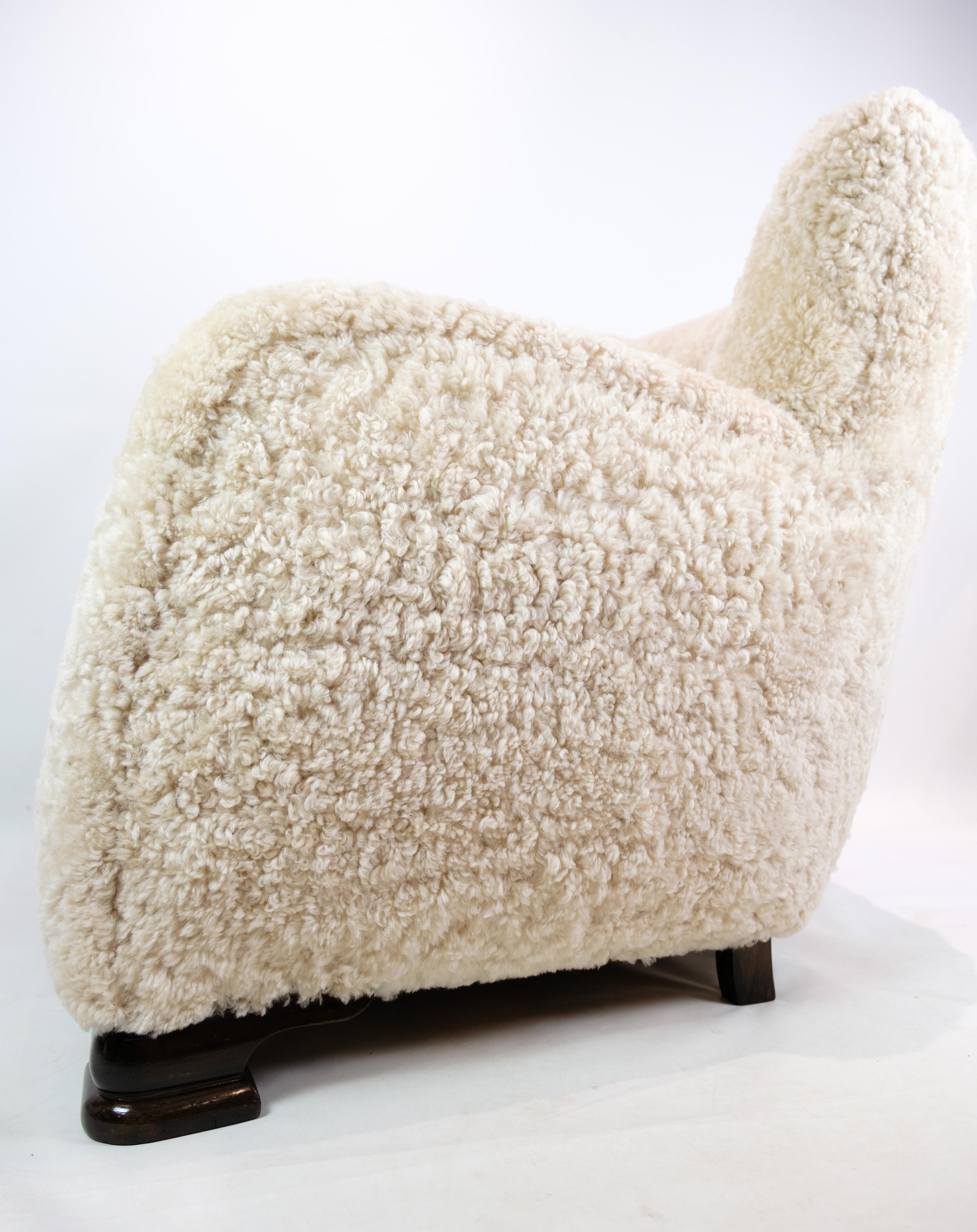 Easy Chair of a Danish Designer in Sheepskin from the 1940s  For Sale 4