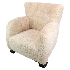 Used Easy Chair of a Danish Designer in Sheepskin from the 1940s 