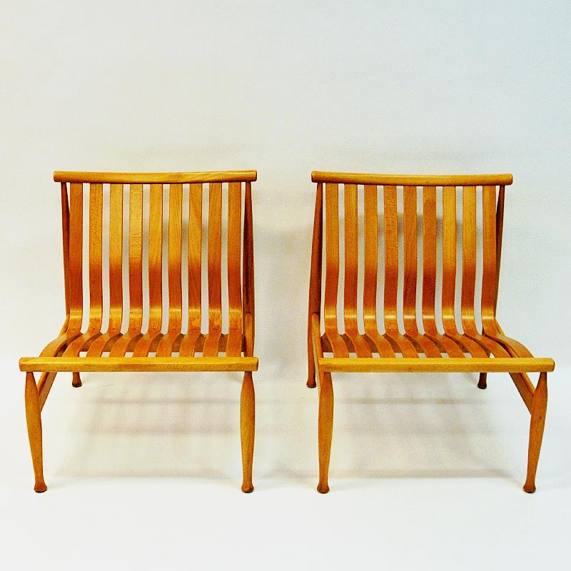 Beech Easy Chair Pair of Arktis by Hans Brattrud for Hove Møbler, Norway, 1961