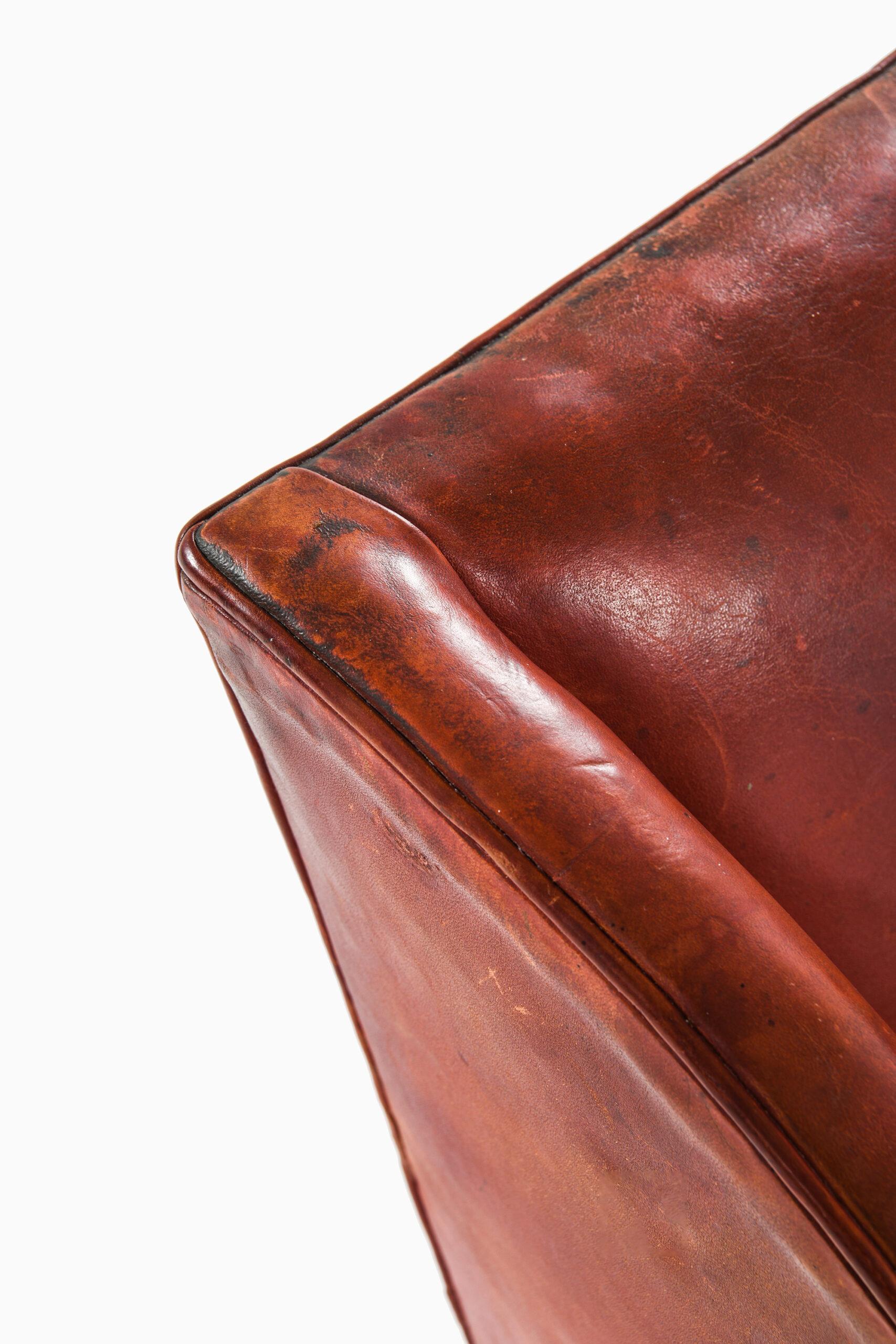 Leather Easy Chair Produced by Cabinetmaker in Denmark For Sale