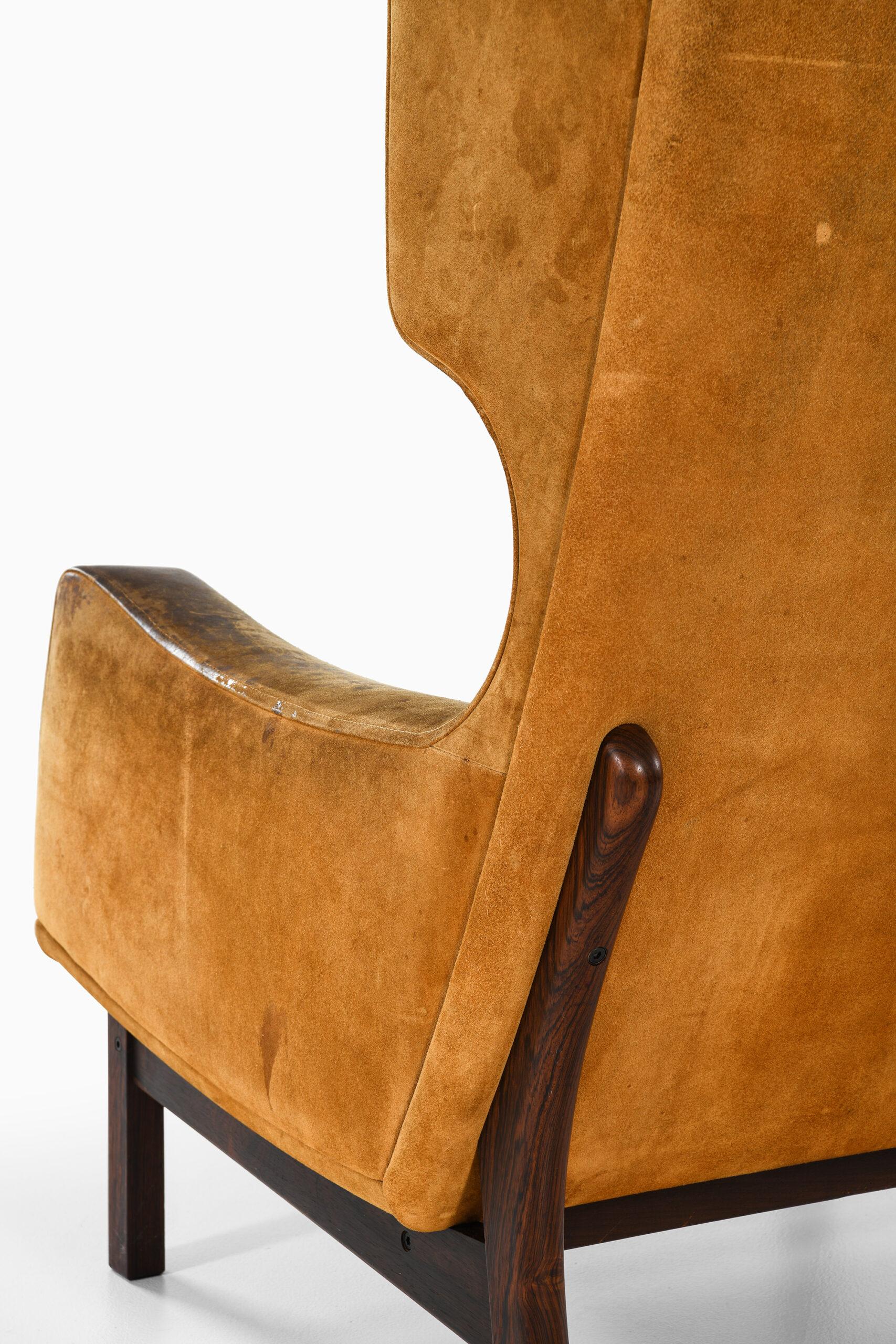 Suede Easy Chair Produced in Denmark For Sale
