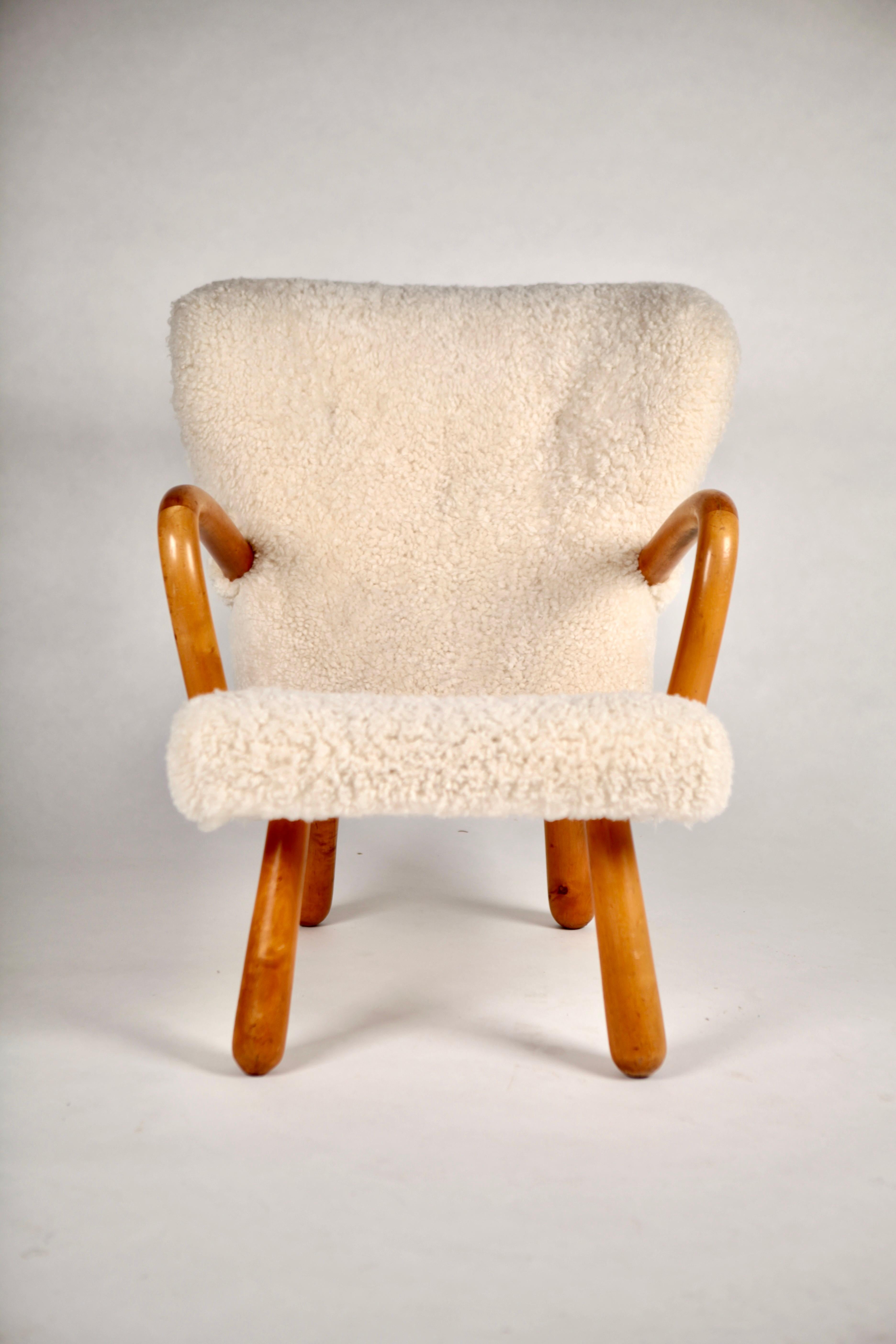 Lambskin Easy Chair, Shearling upholstered, Model Åke, Ikea, Sweden, 1950s For Sale