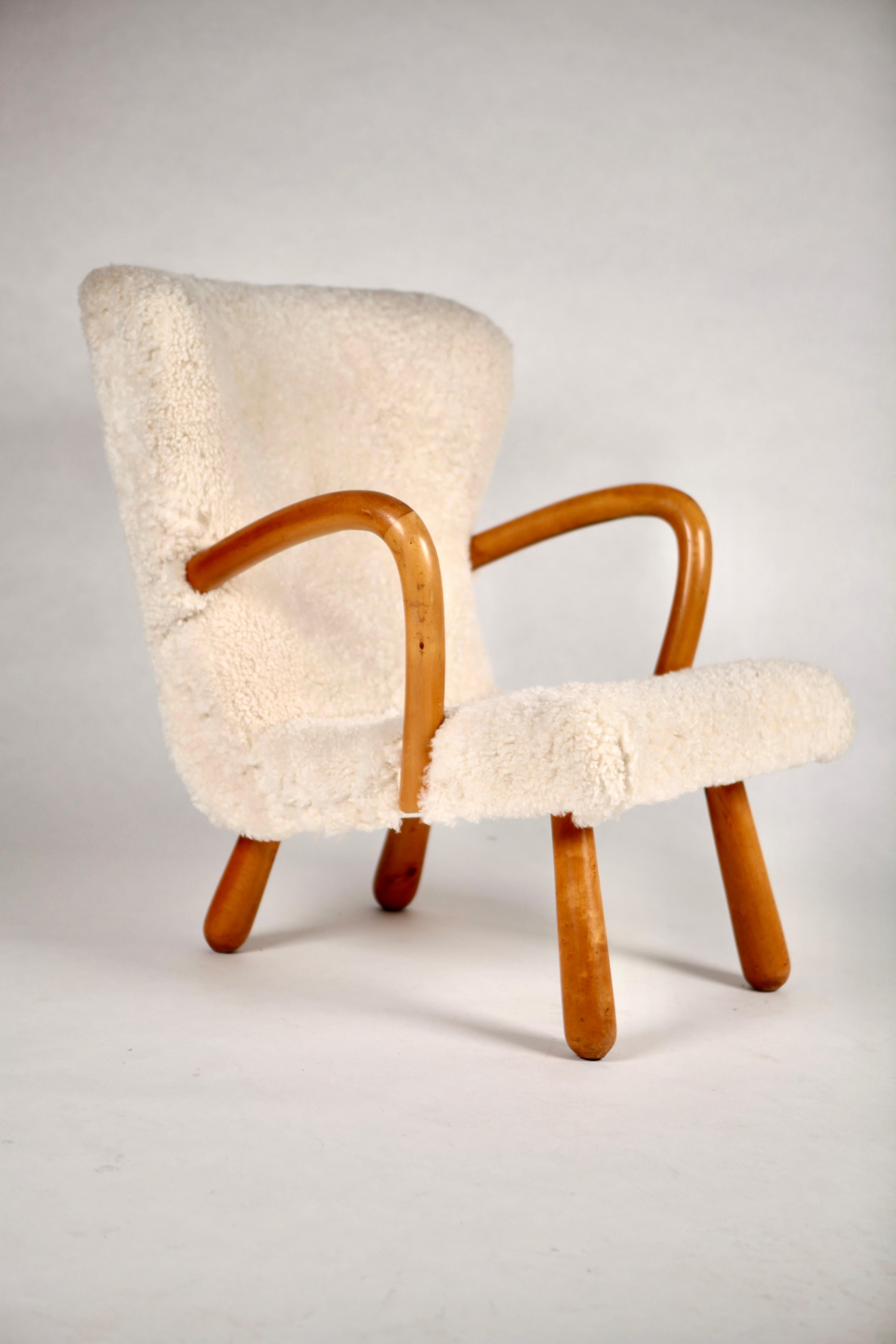 Easy Chair, Shearling upholstered, Model Åke, Ikea, Sweden, 1950s For Sale 1