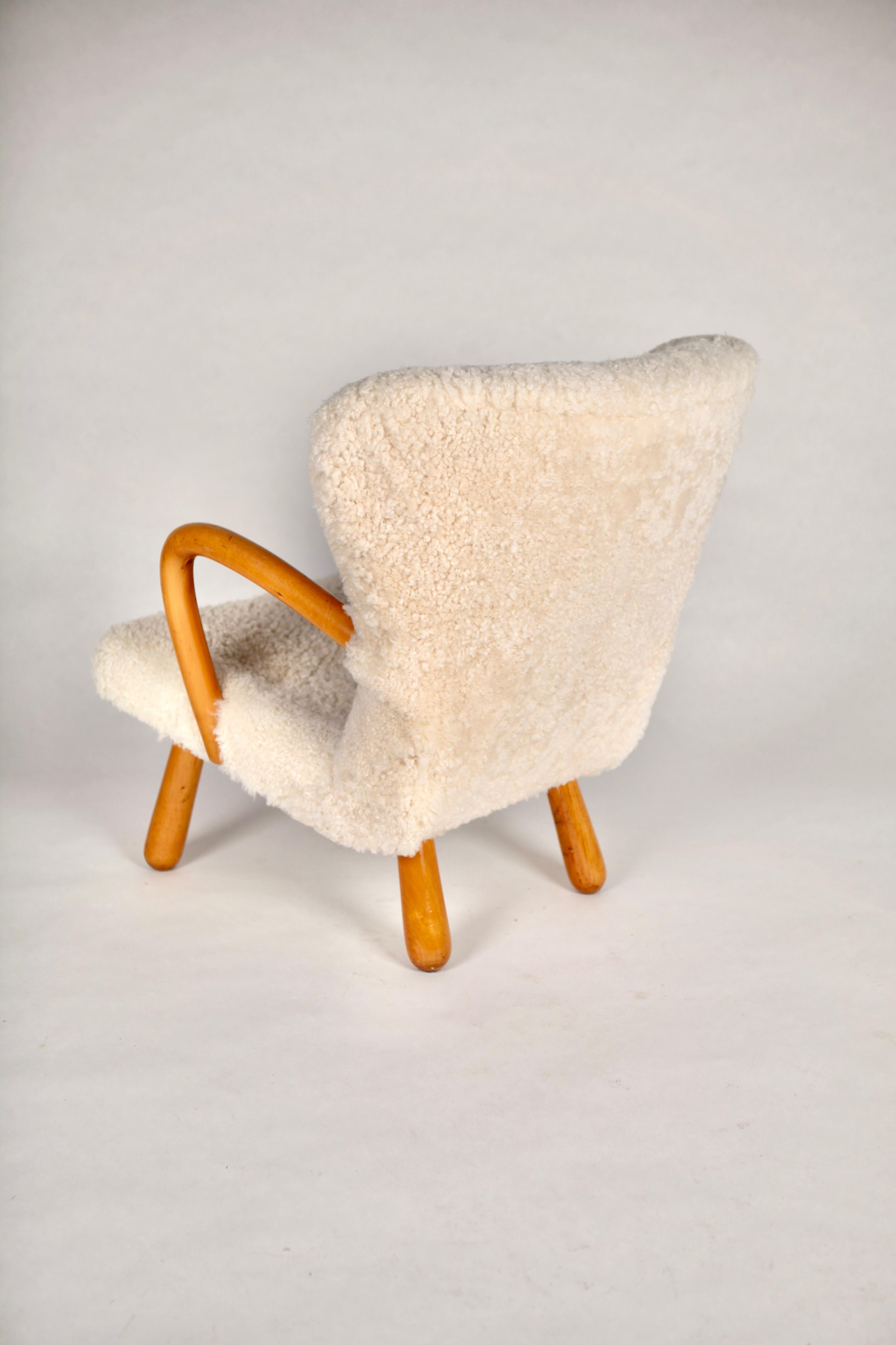 Scandinavian Modern Easy Chair, Shearling upholstered, Model Åke, Ikea, Sweden, 1950s For Sale