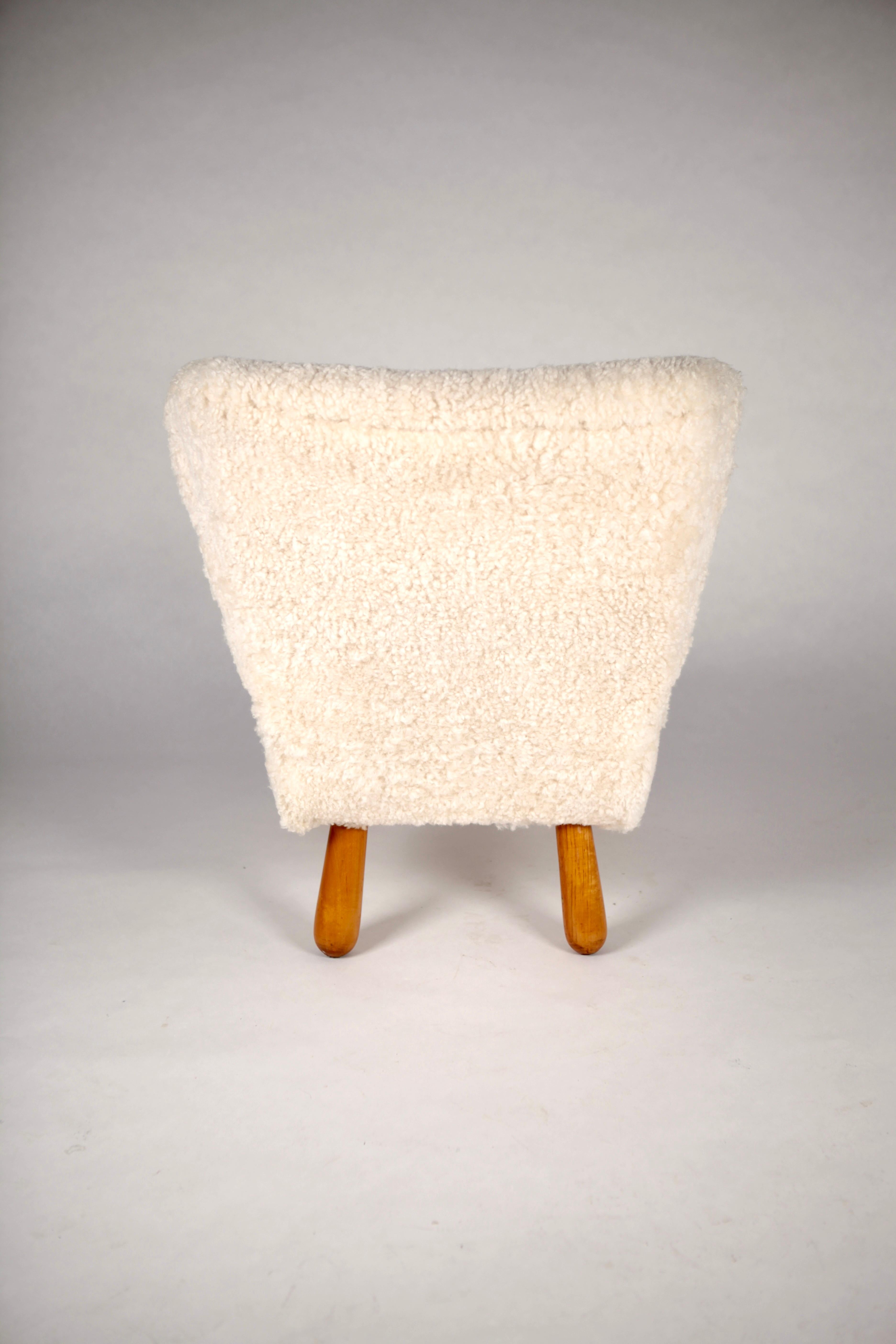 Swedish Easy Chair, Shearling upholstered, Model Åke, Ikea, Sweden, 1950s For Sale