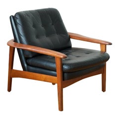 Easy Chair Teak Master, Genuine Leather, 1968