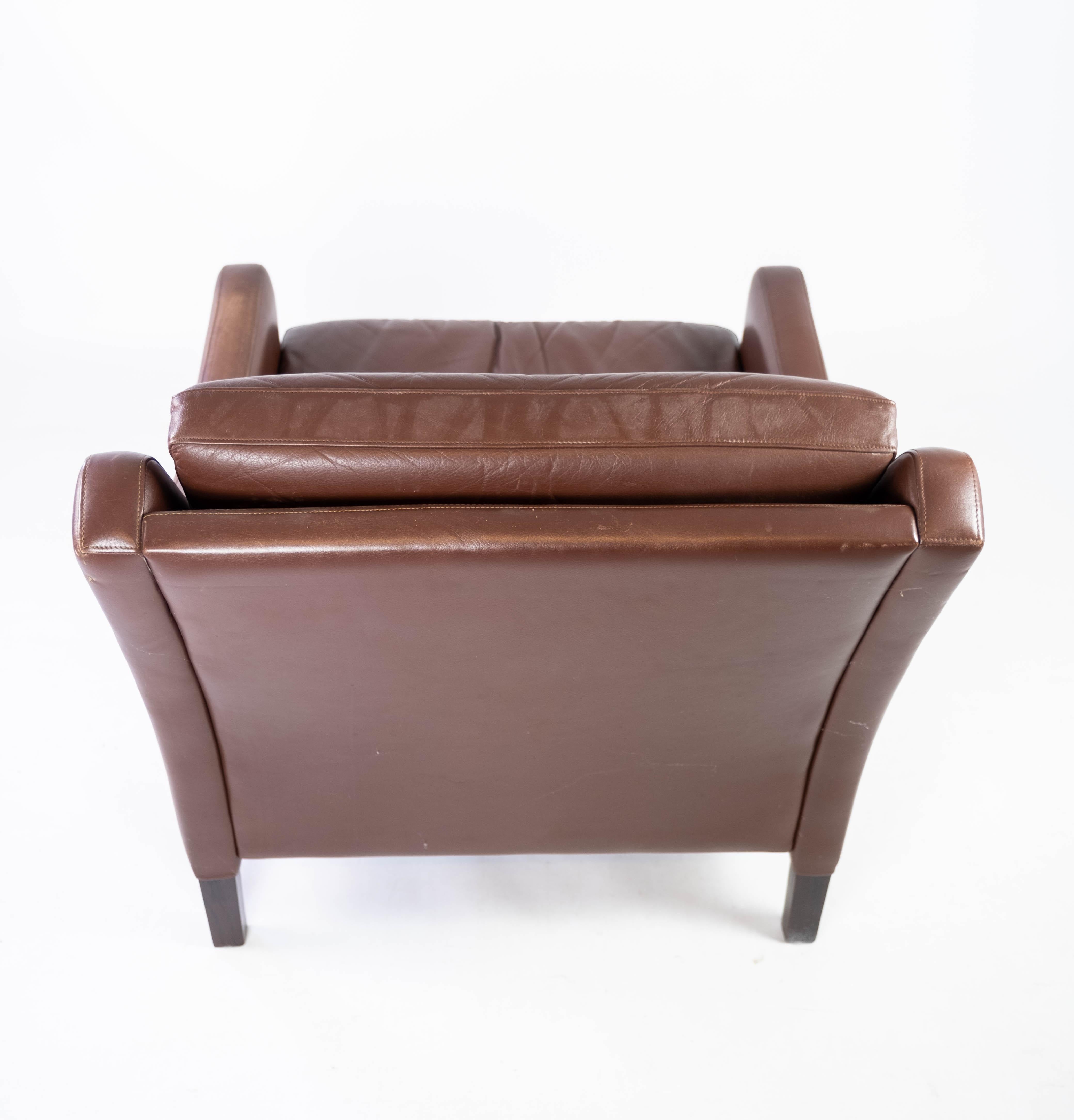 Easy Chair Upholstered with Dark Brown Leather Danish Design, 1960s 5