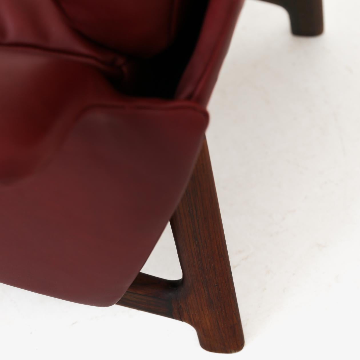 Easy Chair with Footstool by Ib Kofod Larsen In Good Condition For Sale In Copenhagen, DK