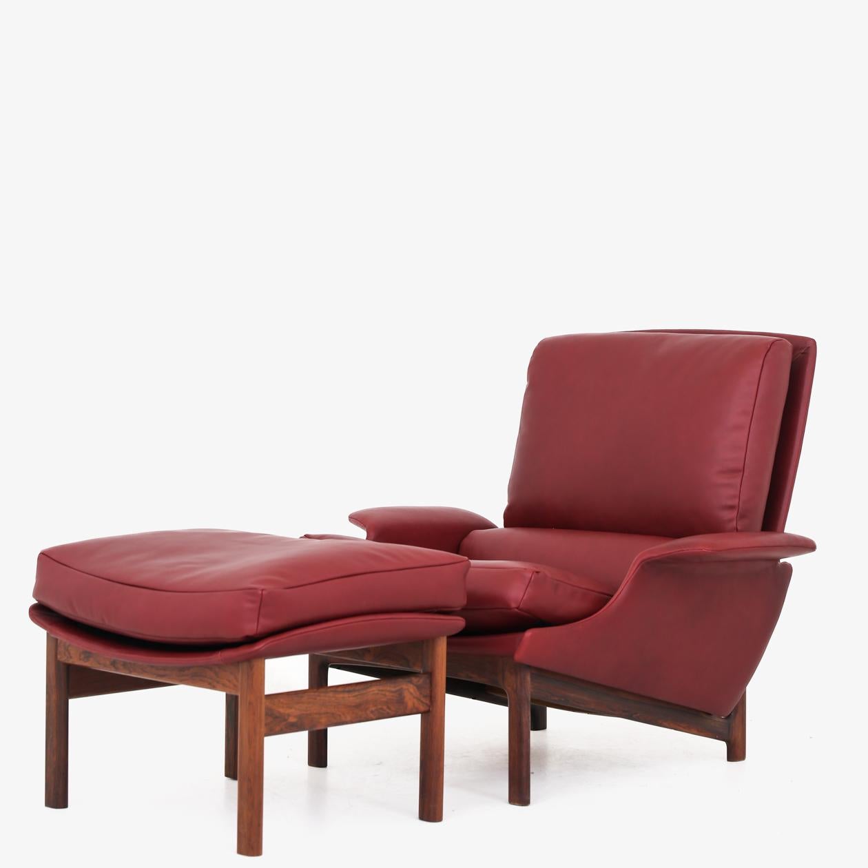 Rosewood Easy Chair with Footstool by Ib Kofod Larsen For Sale