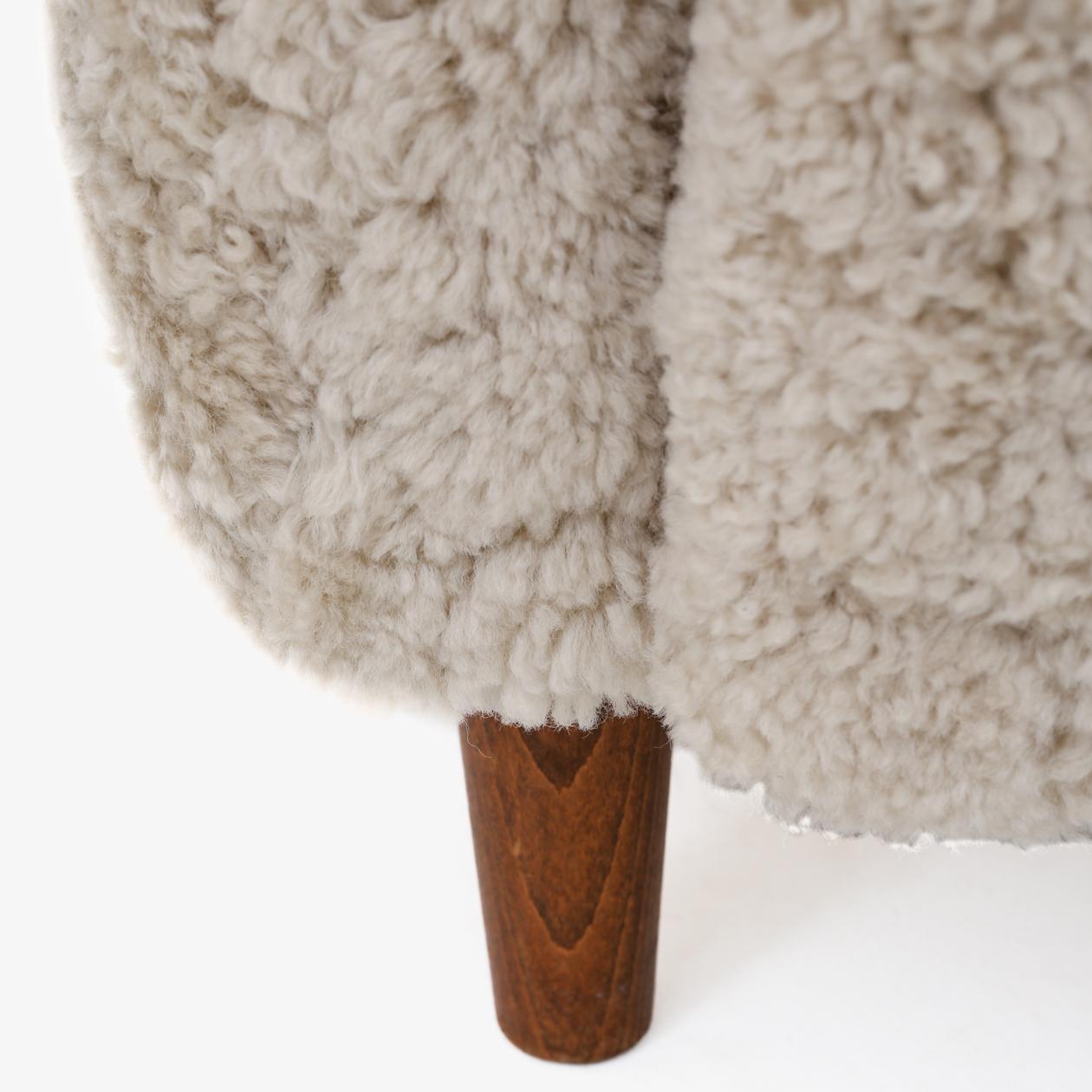 Danish Easy chair with lamb's wool by unknown maker