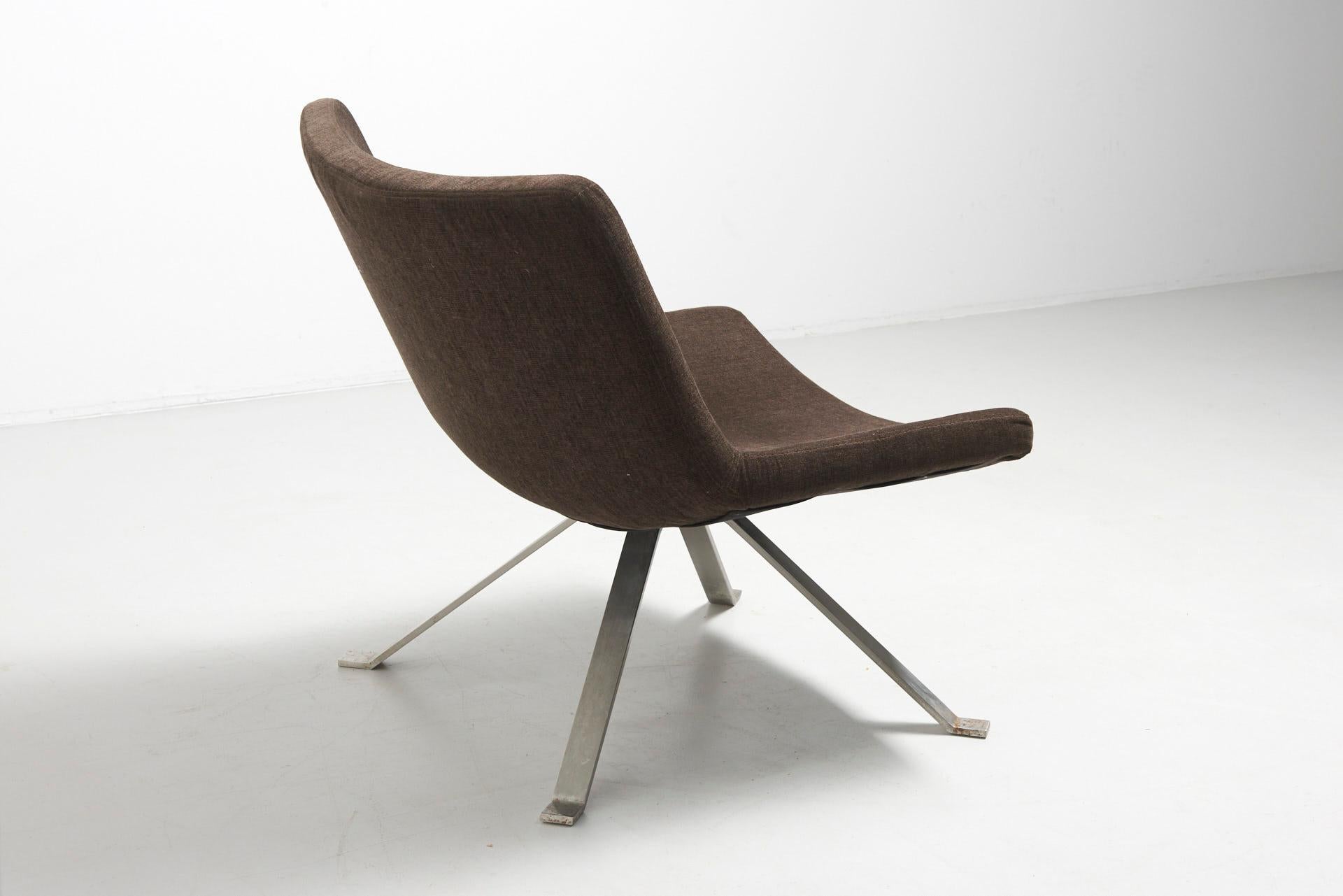 German Easy Chair with Legs in Flat Steel For Sale