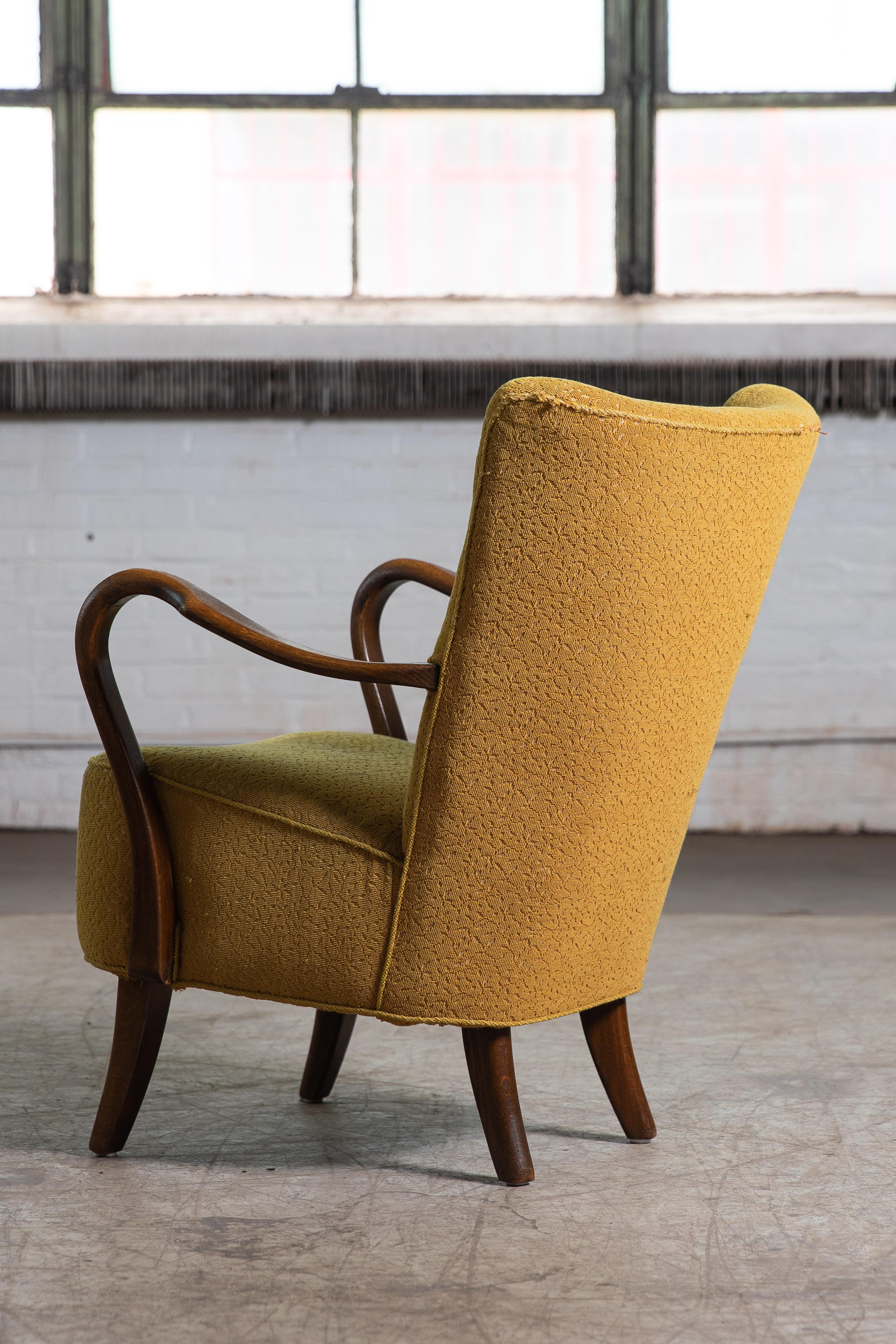 Easy Chair with Open Armrests by Alfred Christensen, Denmark, 1940's In Good Condition In Bridgeport, CT