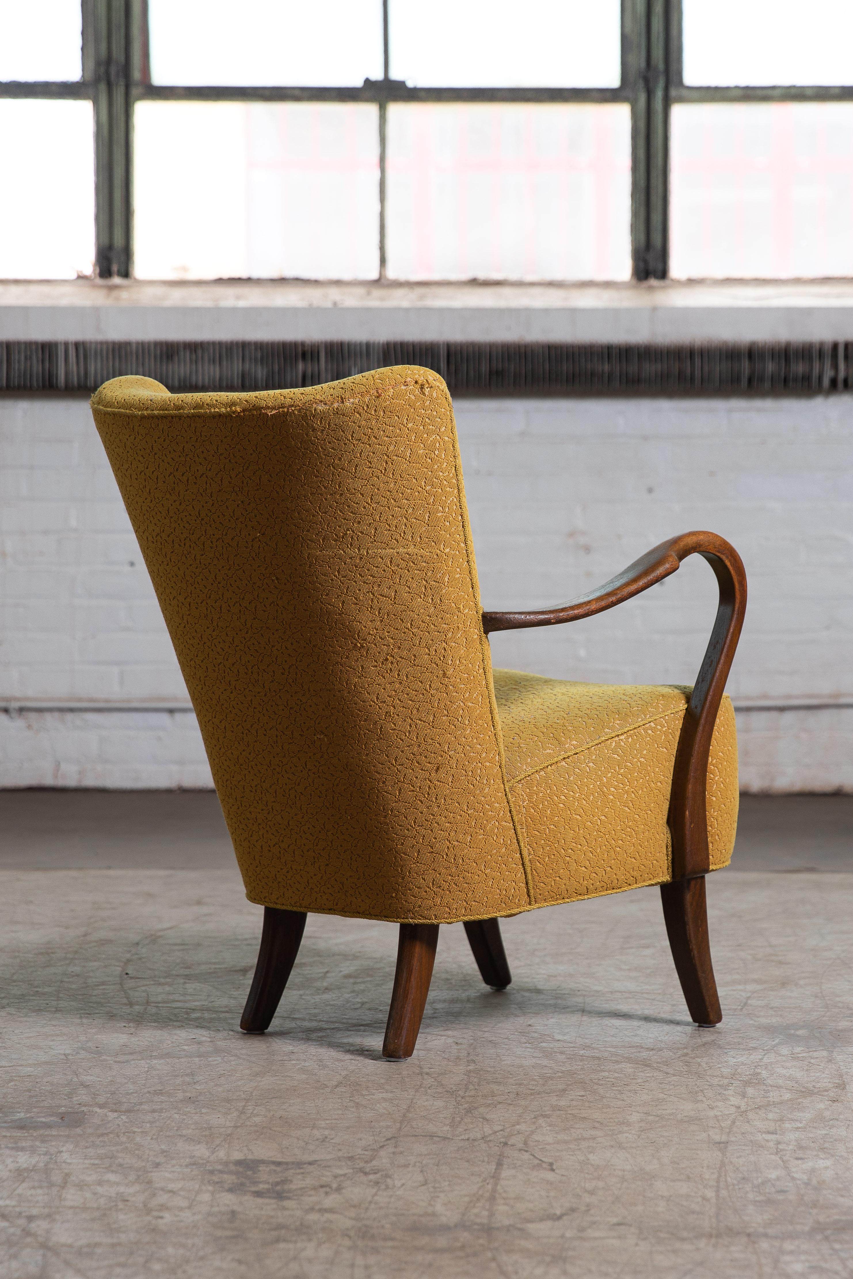 Beech Easy Chair with Open Armrests by Alfred Christensen, Denmark, 1940's