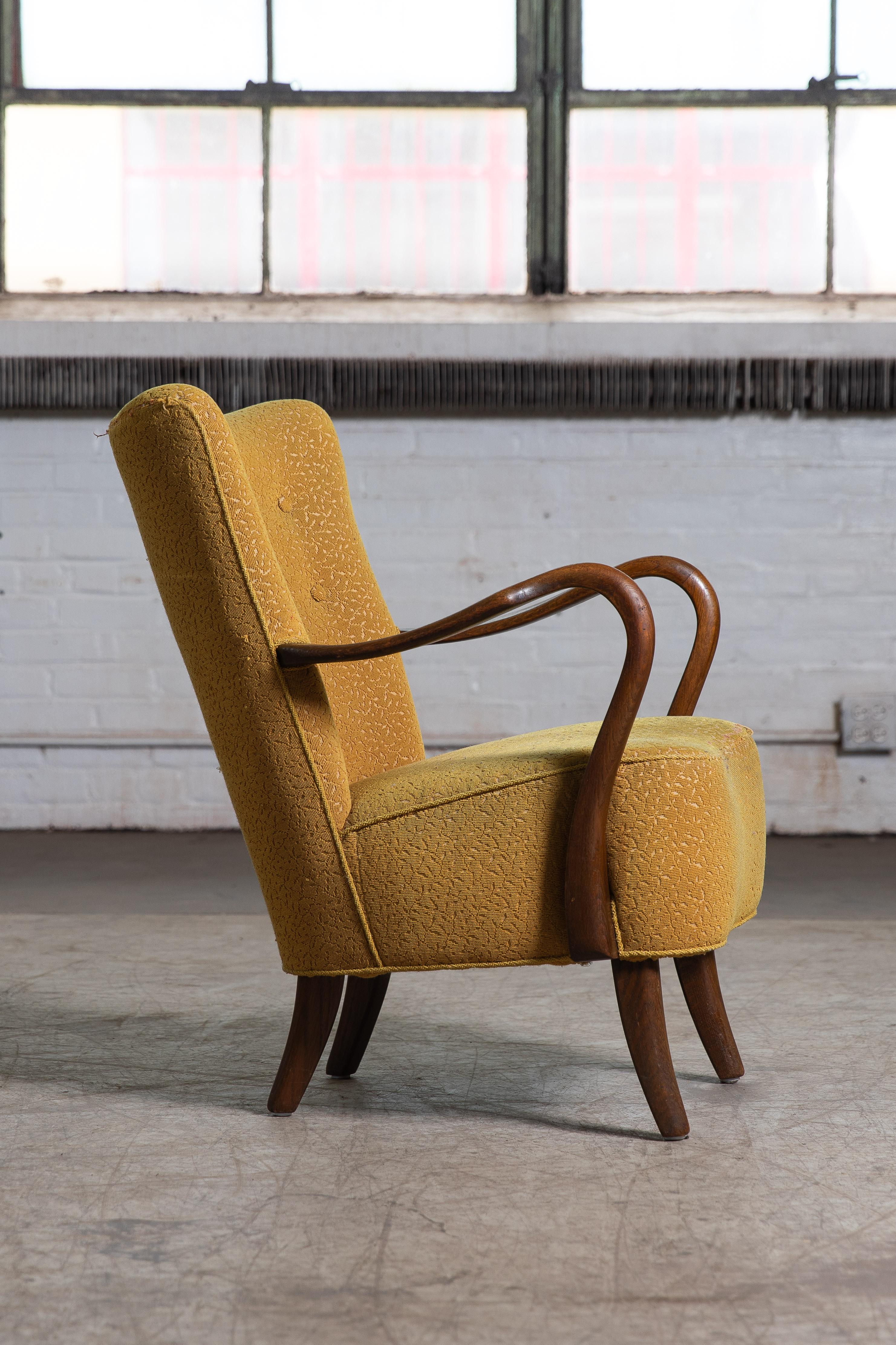 Easy Chair with Open Armrests by Alfred Christensen, Denmark, 1940's 1