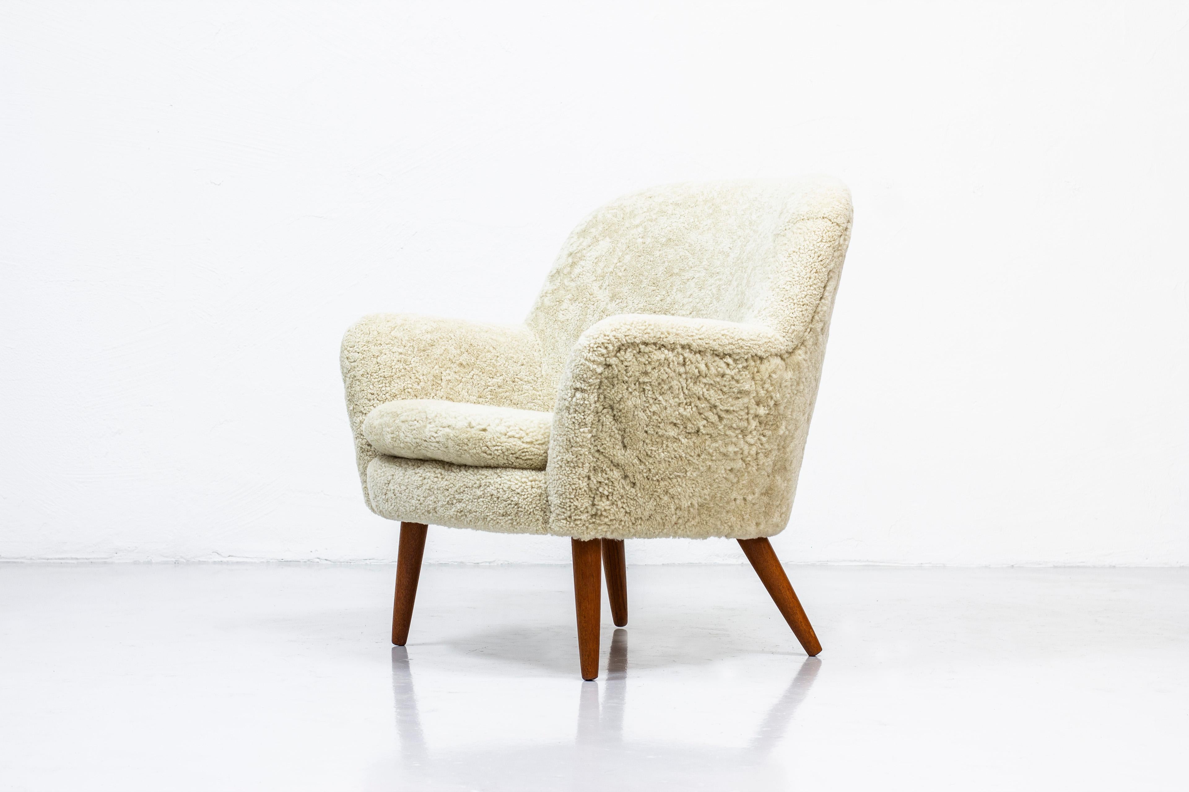 Easy Chair with Sheep Skin by Hans Olsen, Denmark, 1950s 1