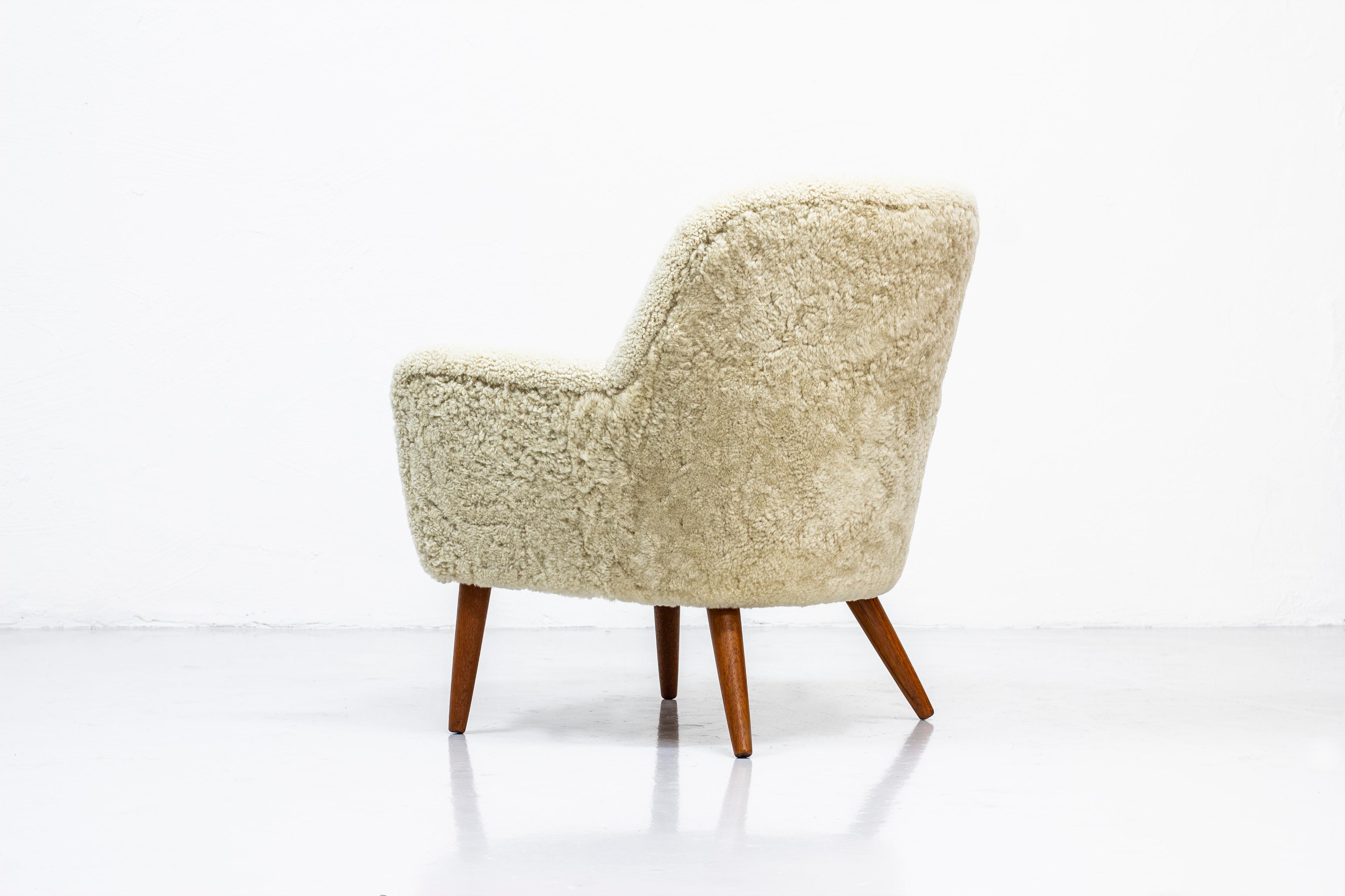 Easy Chair with Sheep Skin by Hans Olsen, Denmark, 1950s 2