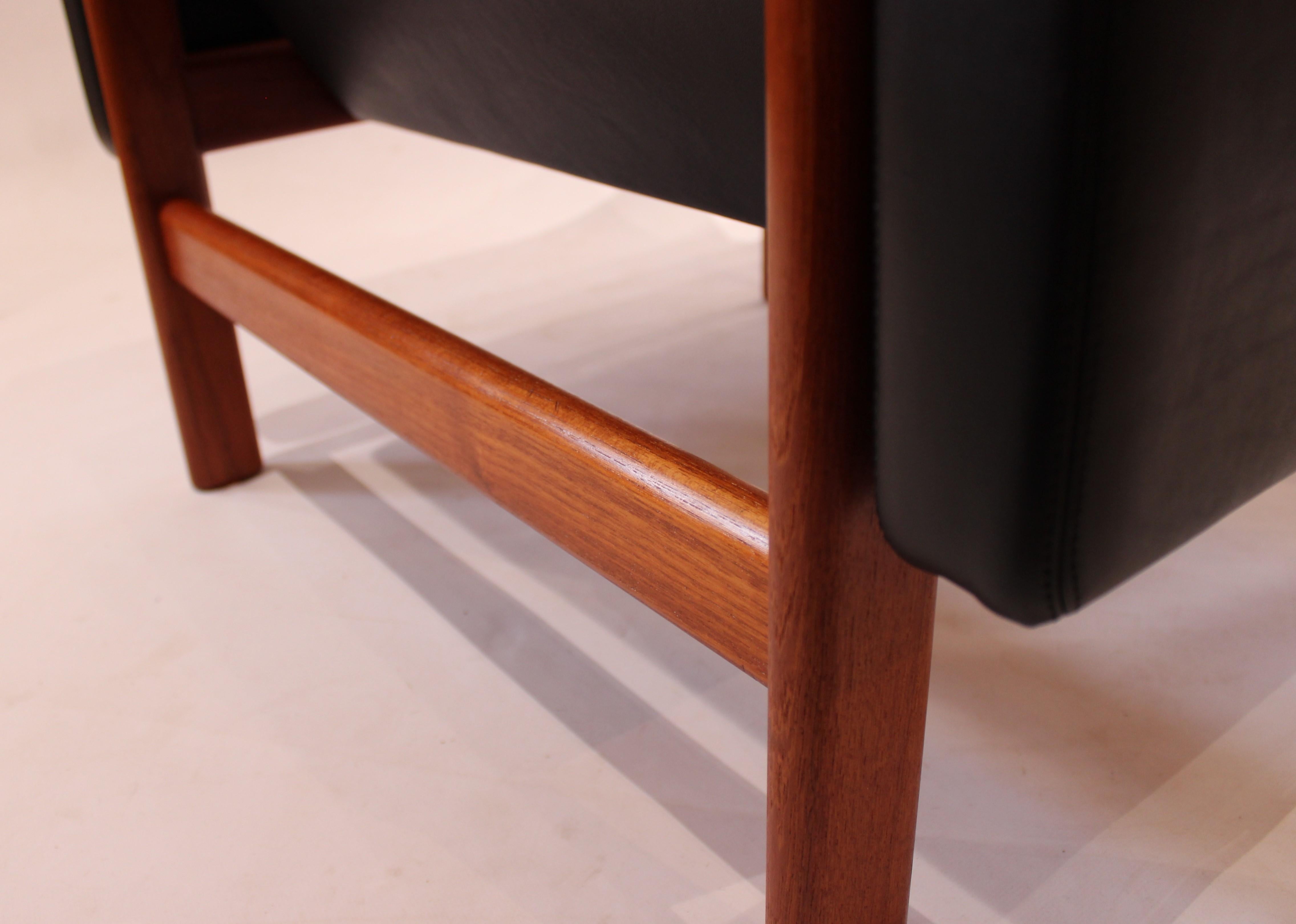 Scandinavian Modern Teak Easy Chair with Stool, by Jørgen Bækmark and FDB, 1960s For Sale 3