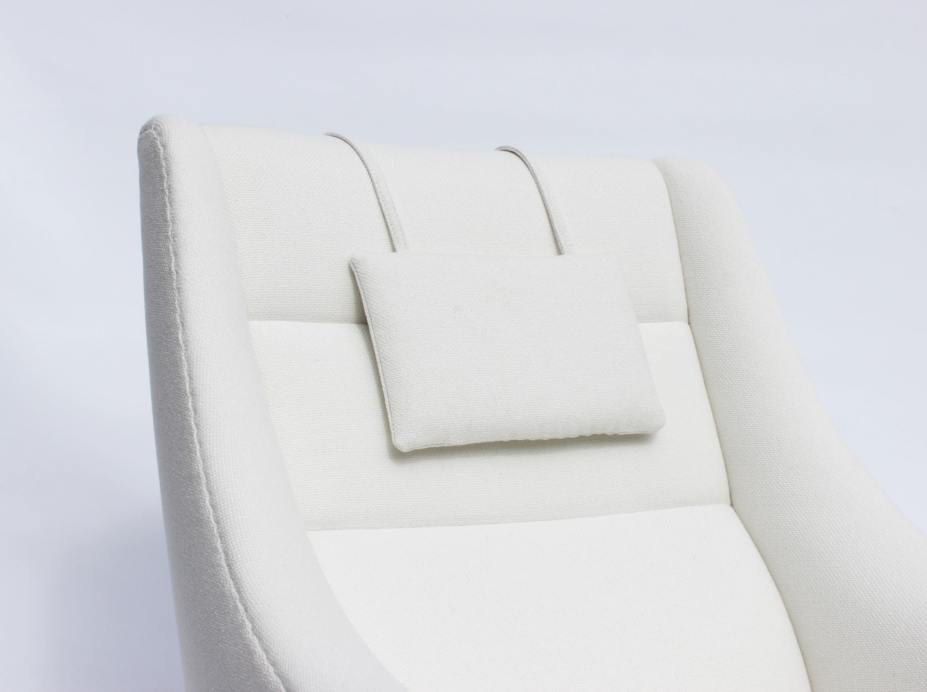 Wool Easy Chair with Tall Back Upholstered in White Fabric, Danish Design, 1960s For Sale