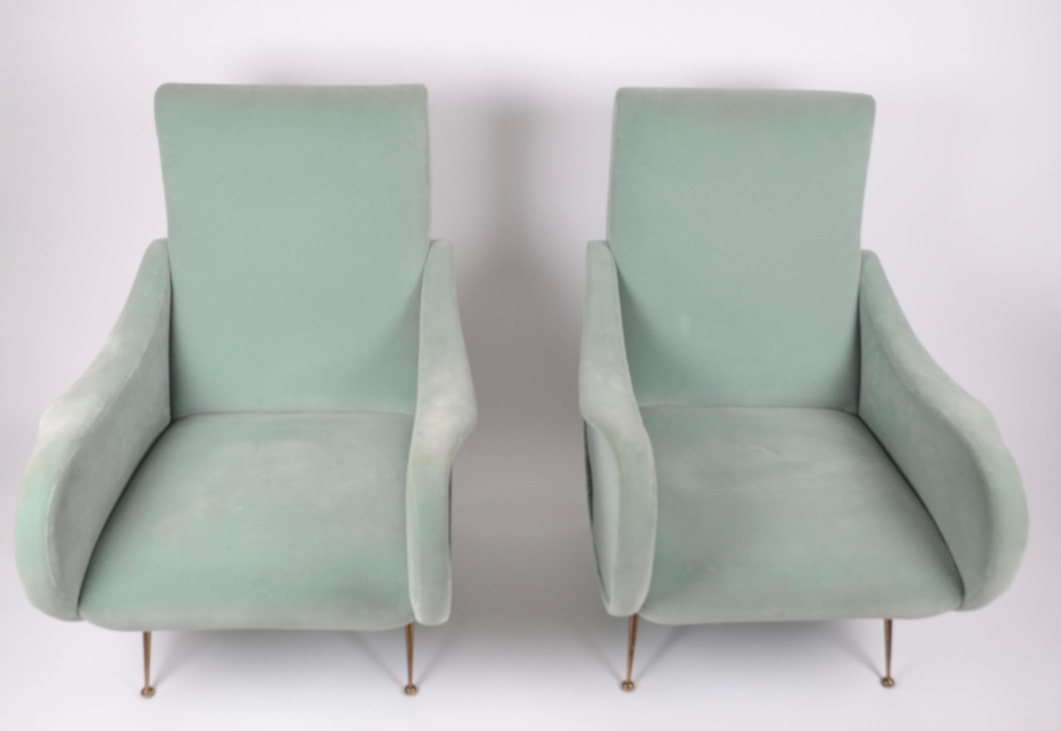 Mid-Century Modern Easy Chairs, 1 Pair, Italy, Mid-1900s