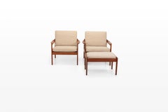 Easy Chairs and Ottoman by Illum Wikkelsø for Niels Eilersen, Denmark, 1960s, Se