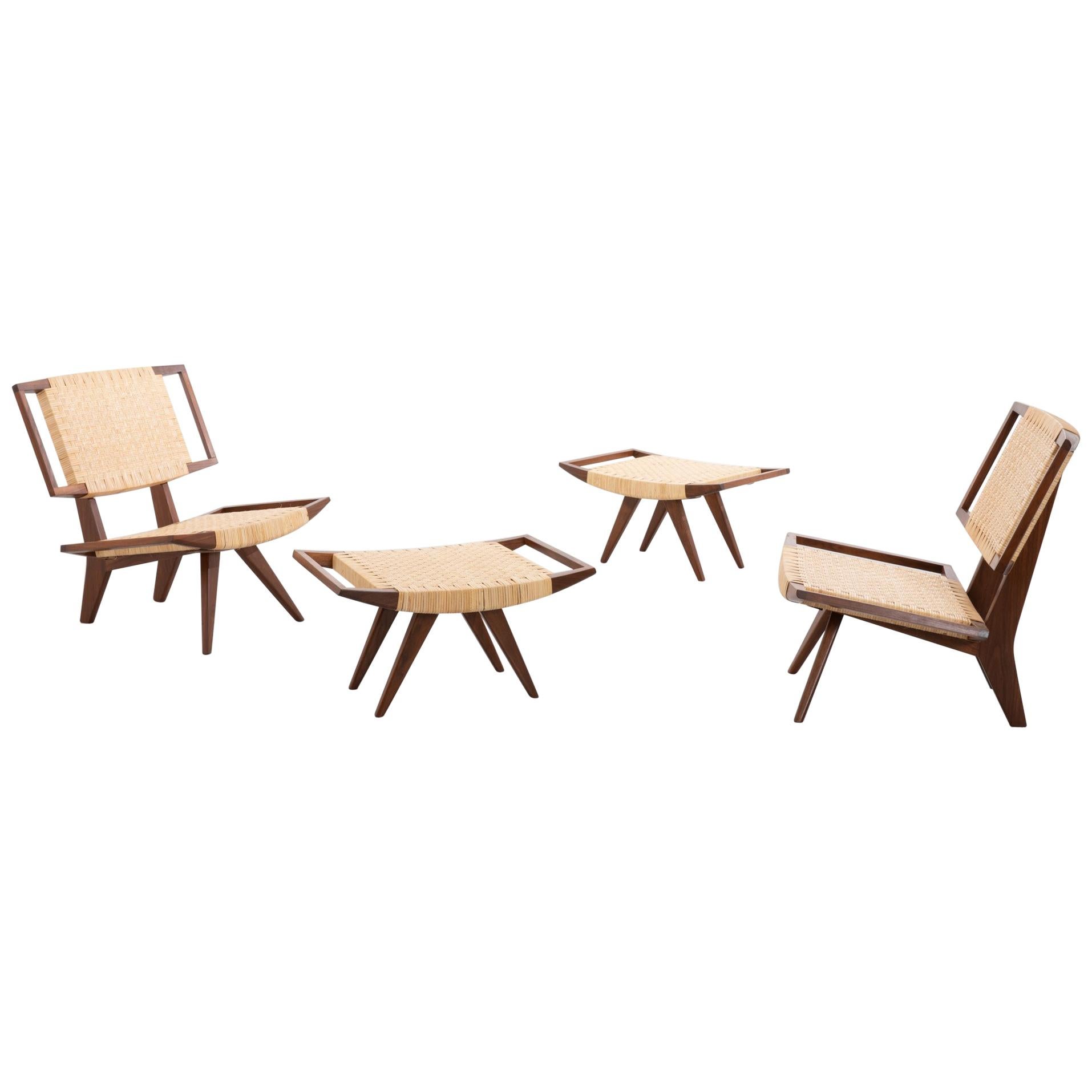 Easy Chairs and Ottomans by Paul László for Glenn of California, 1950s For Sale