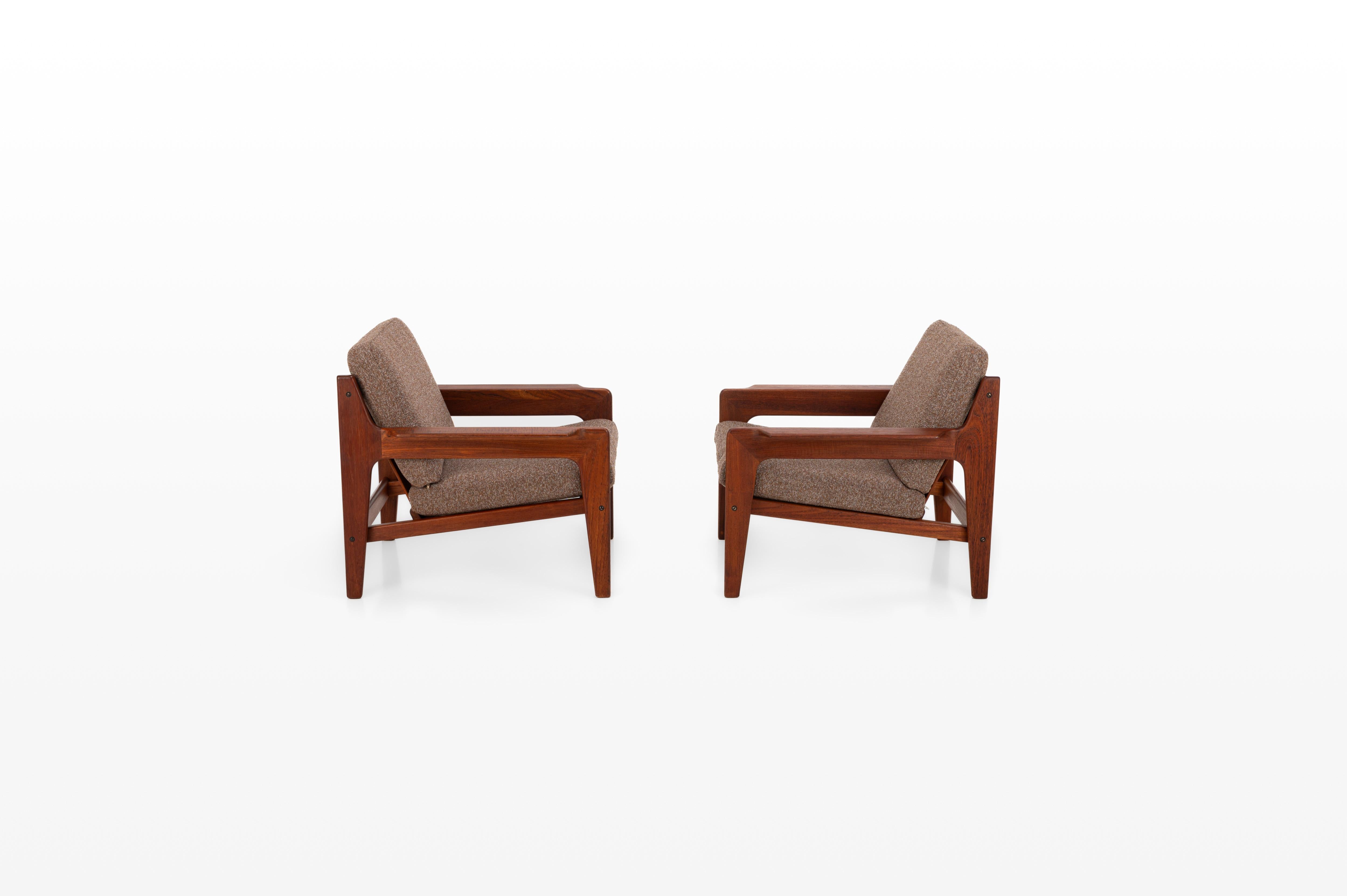 Scandinavian Modern Easy Chairs by Arne Wahl Iversen for Komfort, Denmark, 1960s, Set of 2 For Sale