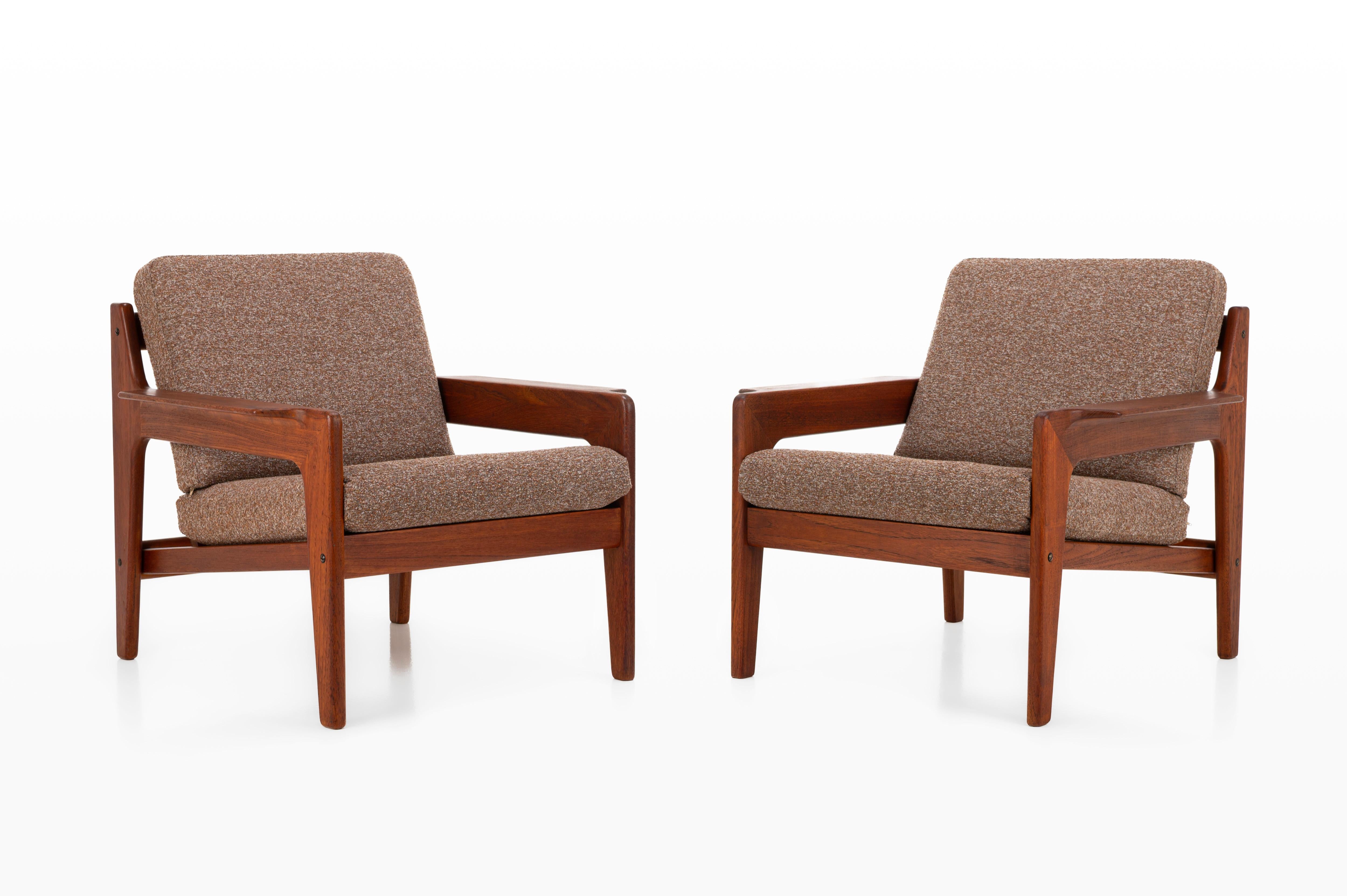 Teak Easy Chairs by Arne Wahl Iversen for Komfort, Denmark, 1960s, Set of 2 For Sale