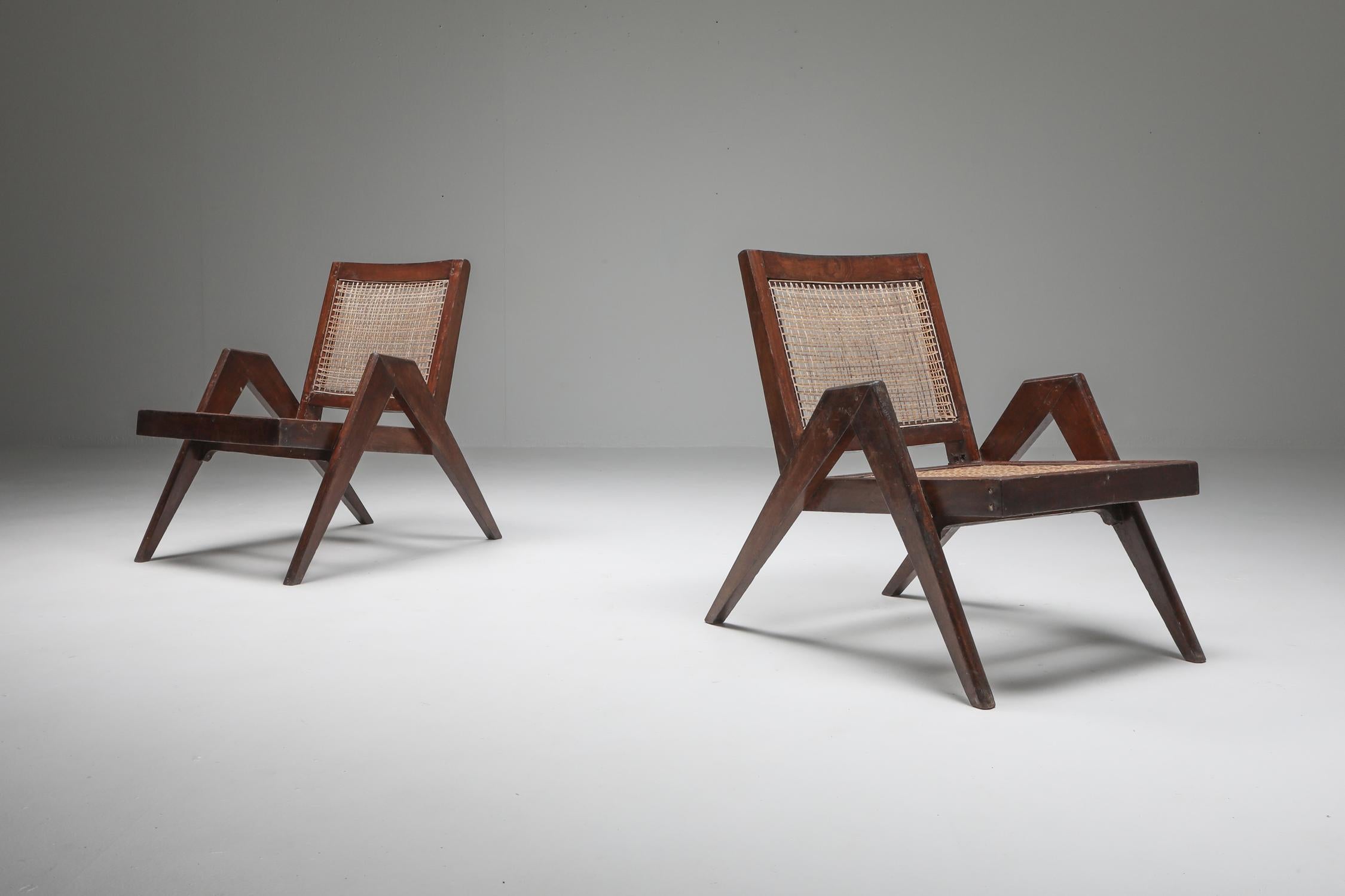 Mid-Century Modern Easy Chairs by Jeanneret, Chandigarh, 1955