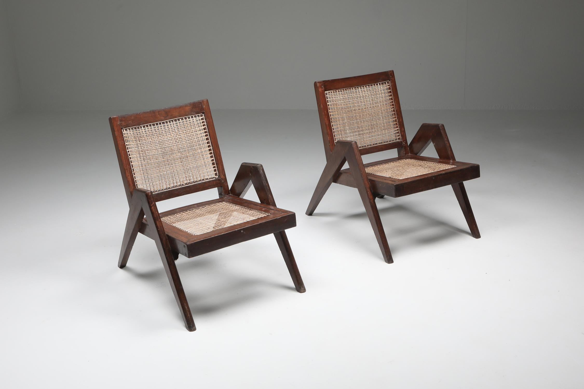Easy Chairs by Jeanneret, Chandigarh, 1955 In Good Condition In Antwerp, BE