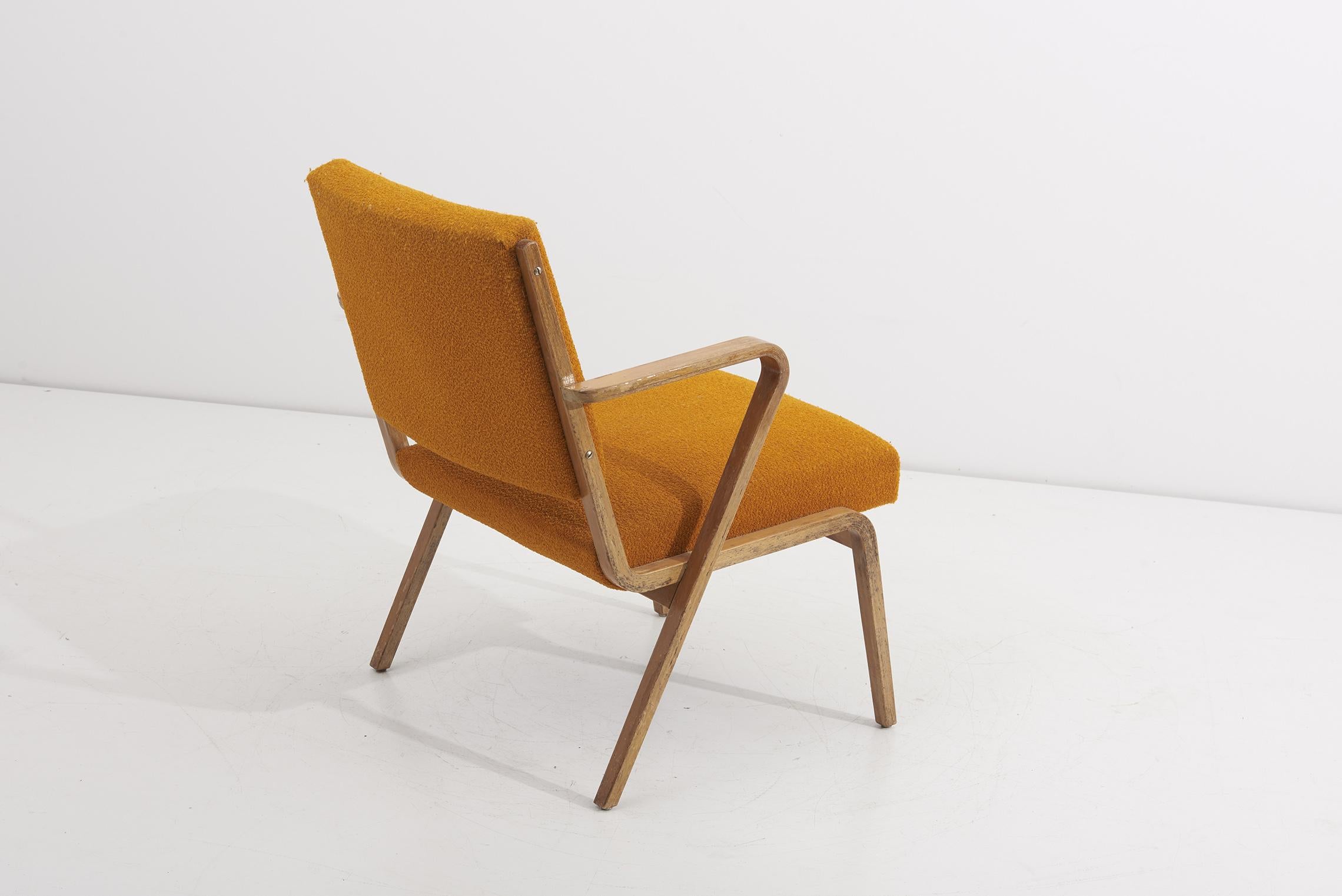 1950s Easy or Lounge Chair Set by Selman Selmanagic in mustard yellow For Sale 2