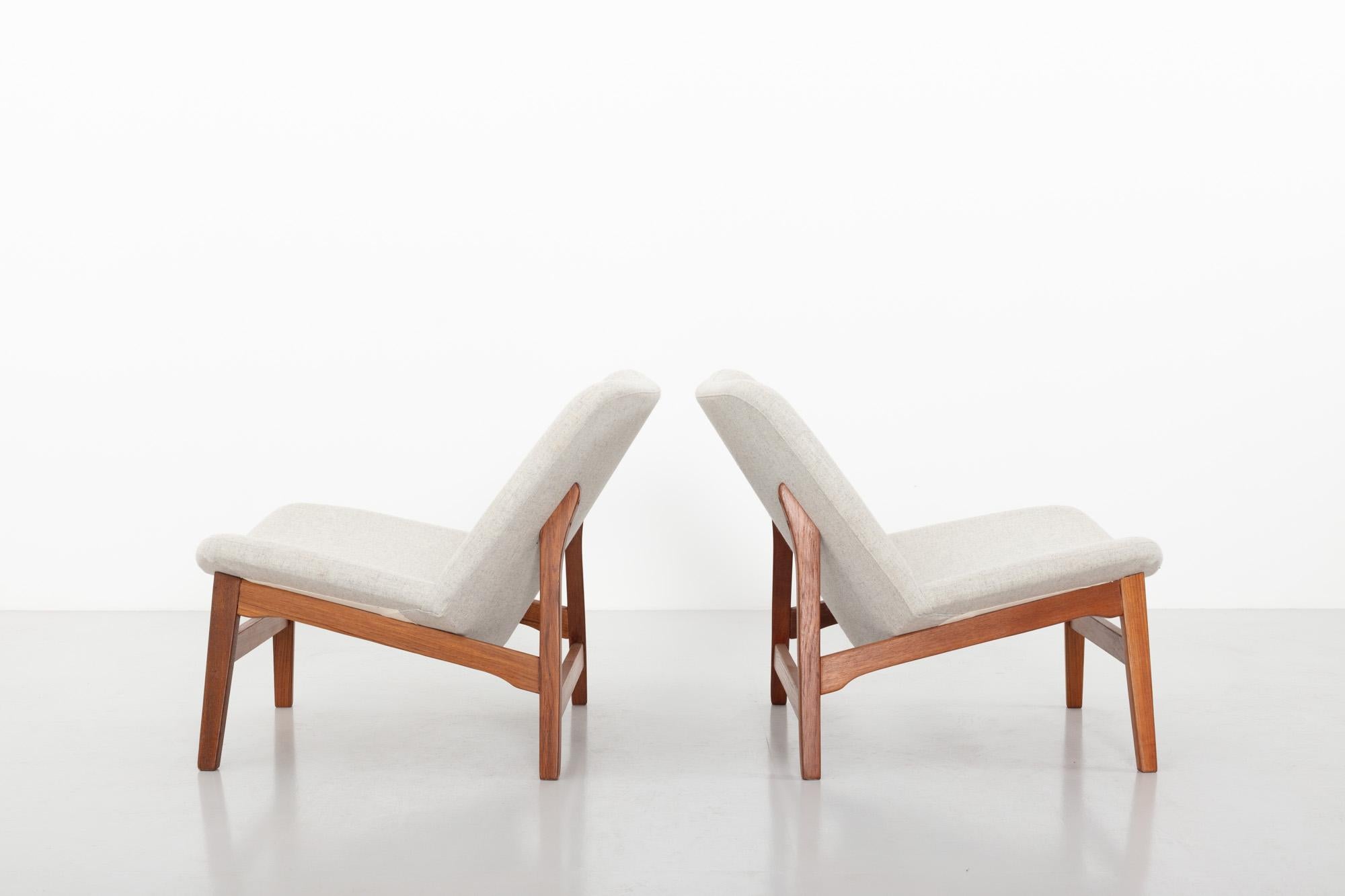 Easy Chairs by Yngve Ekström.
for ESE-Möbler, Sweden, 1950s.

Reupholstered with new fabric by Kvadrat.
