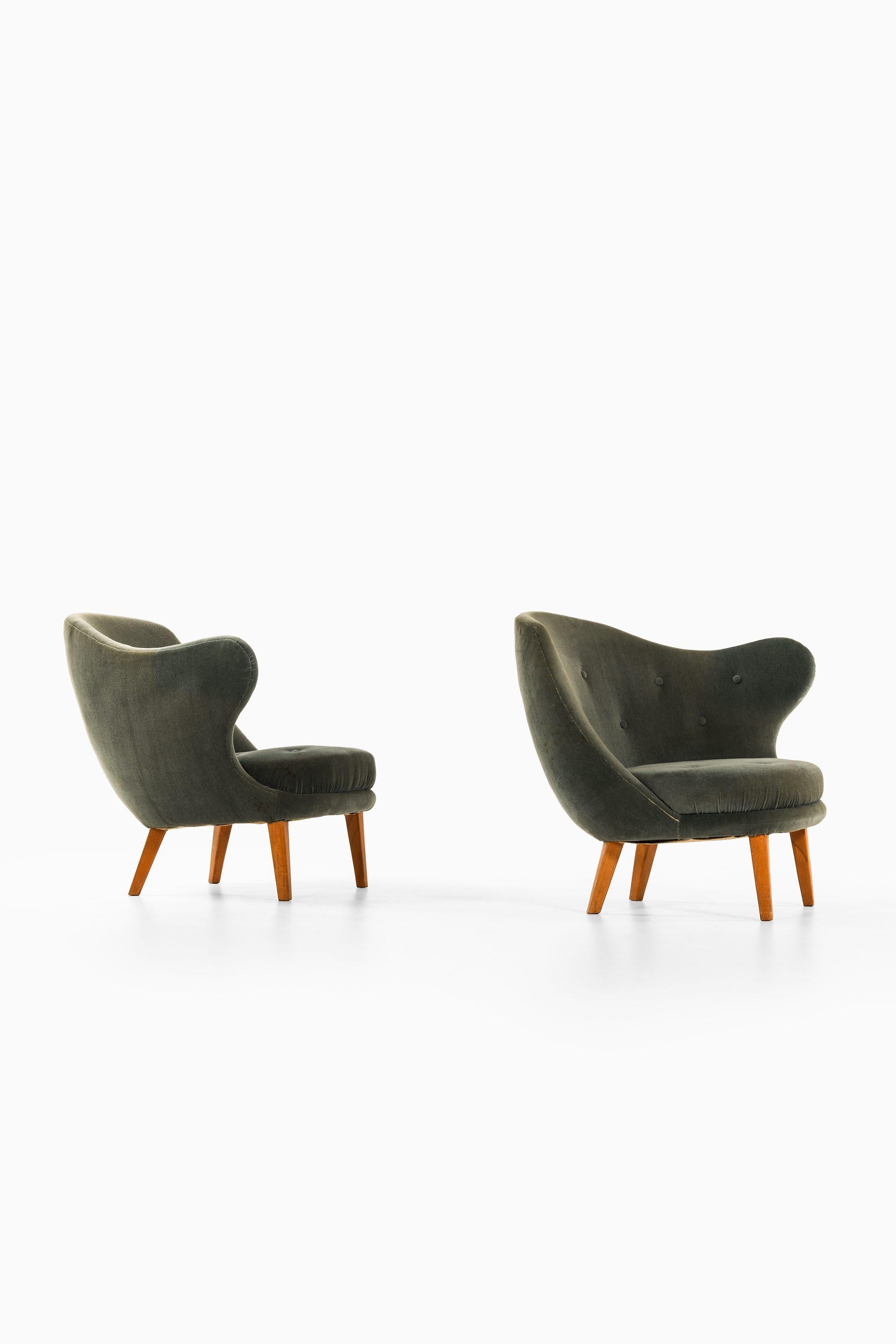 Svedese Sedie Easy in Beeche e tappezzeria originale in velluto Mohair di Arne Norells, 1952 in vendita