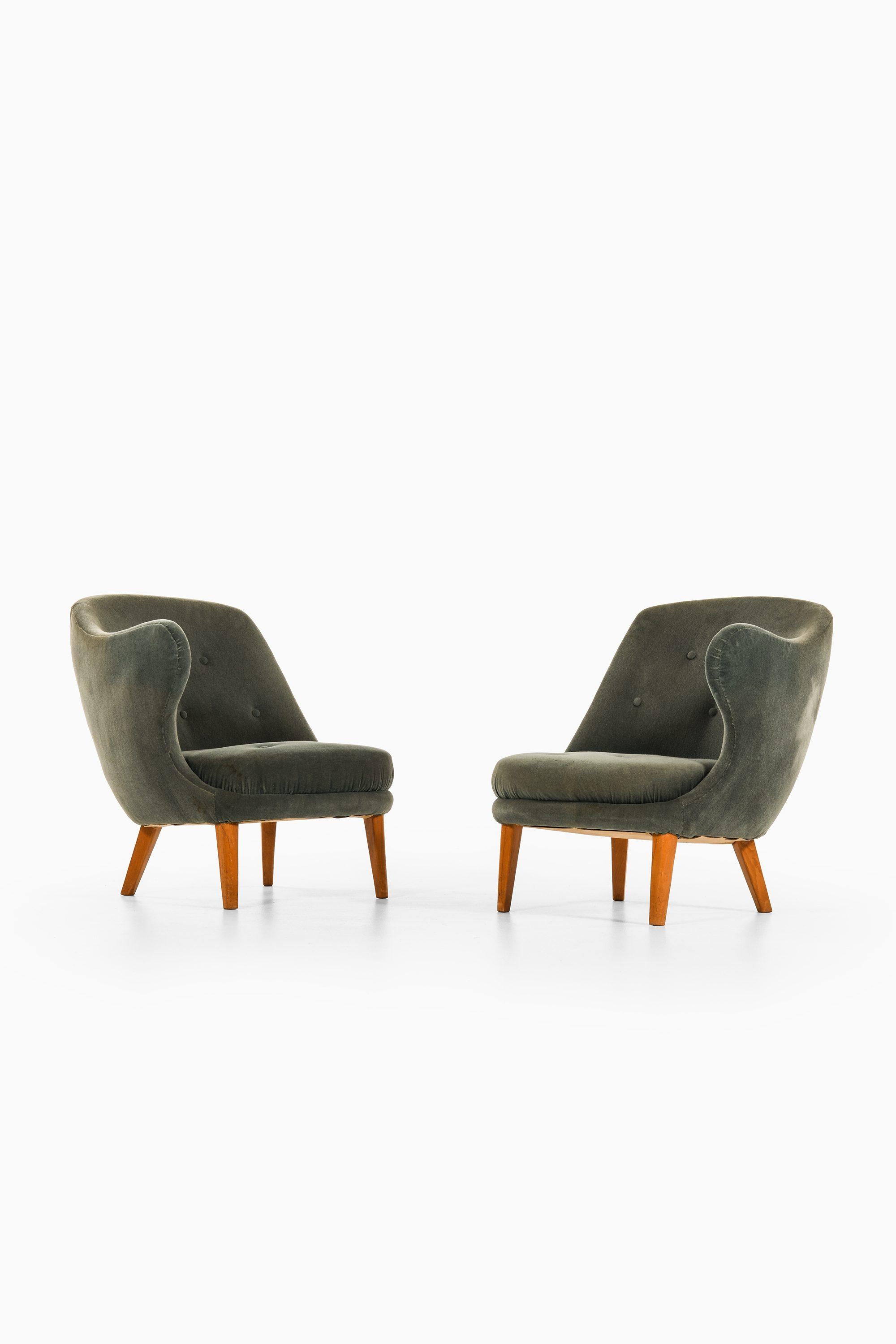XX secolo Sedie Easy in Beeche e tappezzeria originale in velluto Mohair di Arne Norells, 1952 in vendita