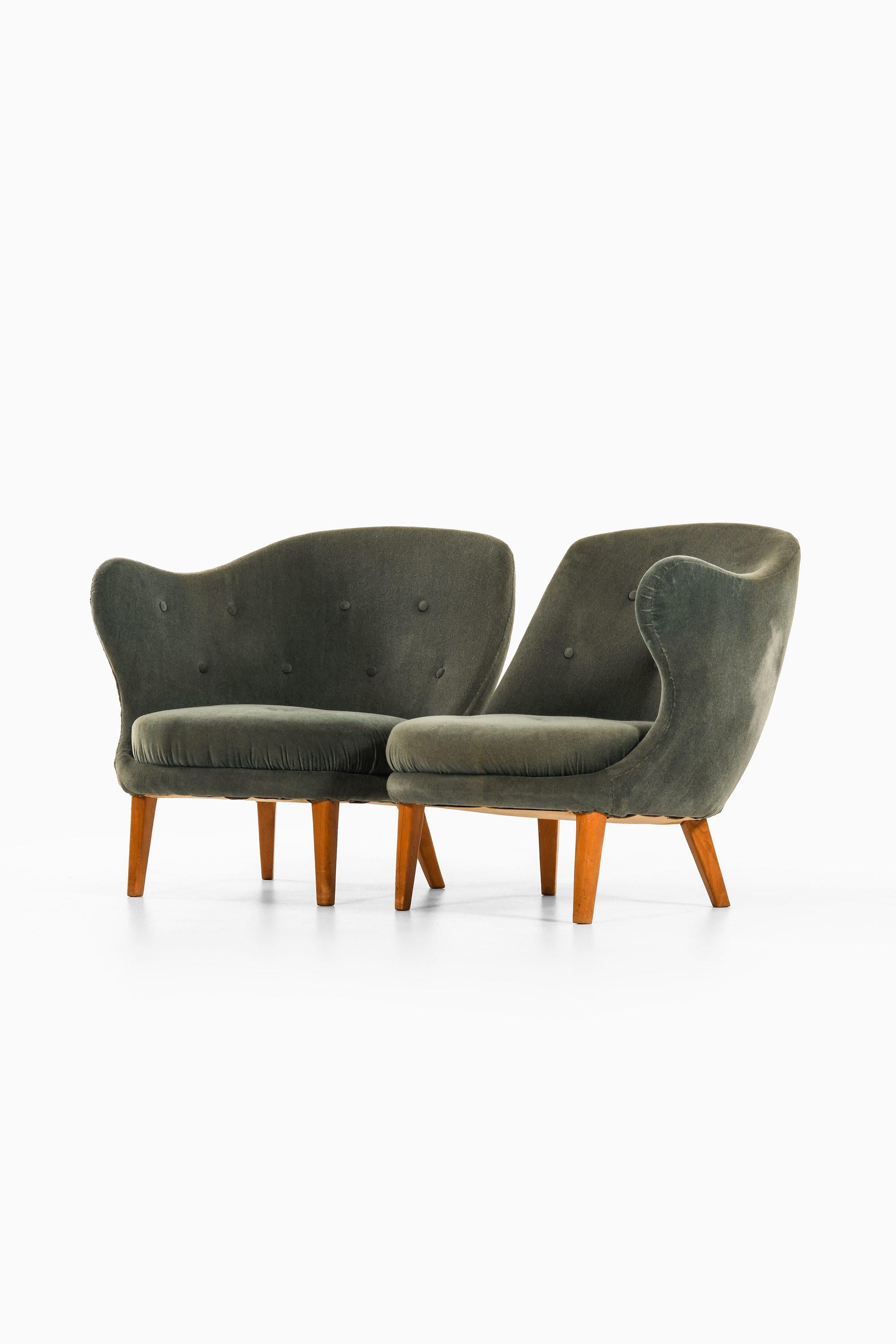 Faggio Sedie Easy in Beeche e tappezzeria originale in velluto Mohair di Arne Norells, 1952 in vendita