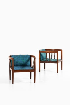 Easy Chairs in Rosewood and Original Fabric by Illum Wikkelsø, 1964