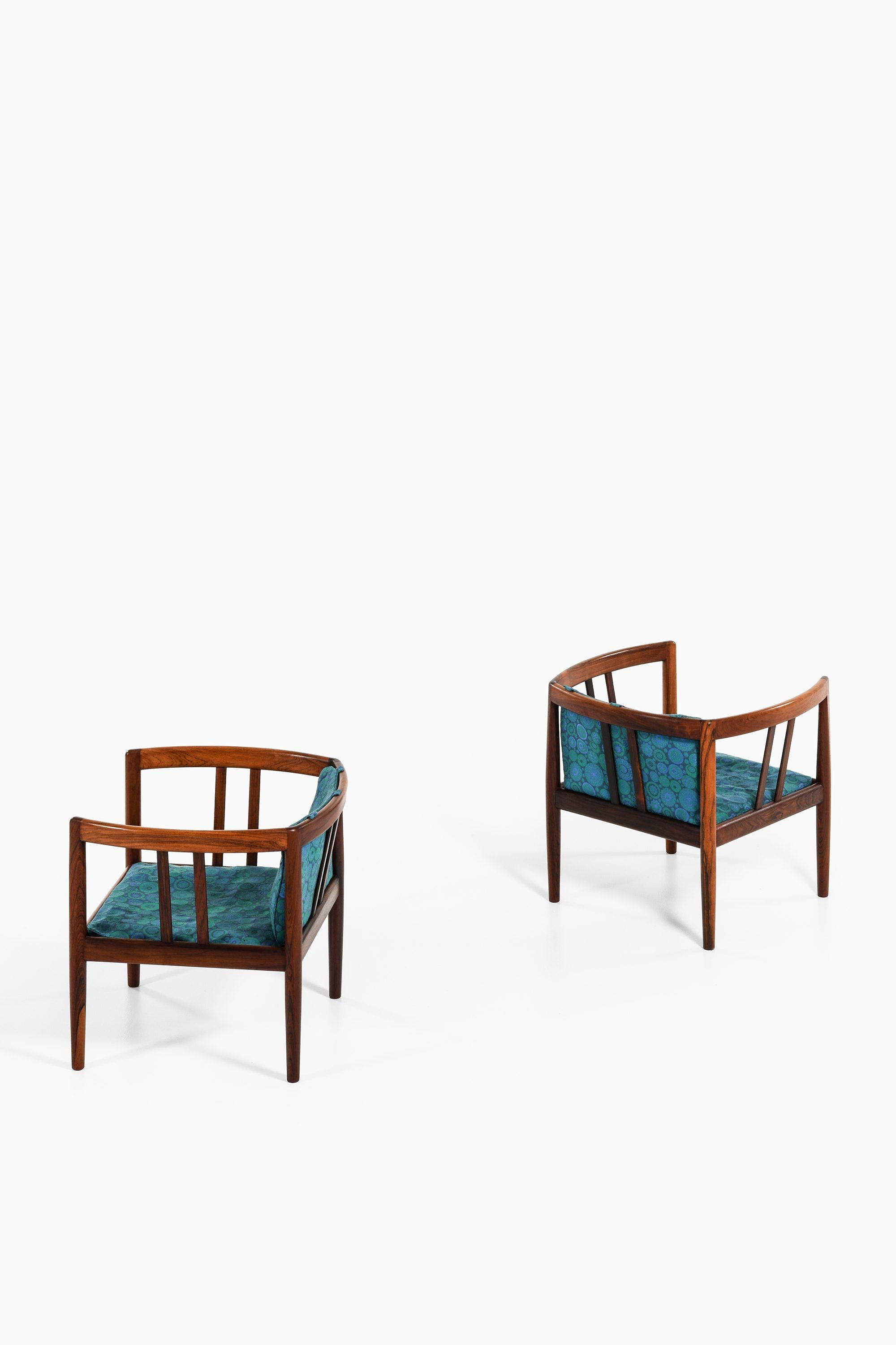 Danese Sedie facili in legno di palissandro e tessuto originale di Illum Wikkelsø, 1964 in vendita