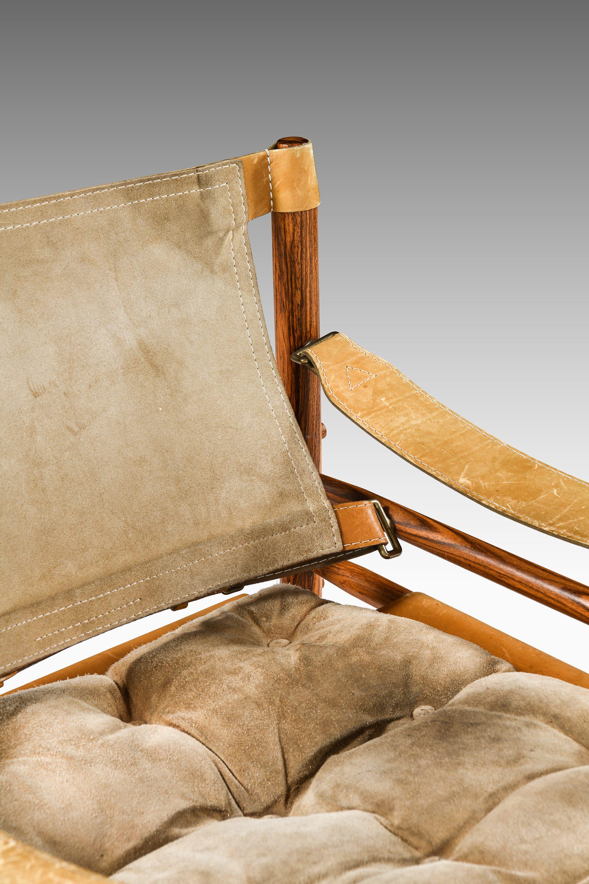 Easy Chairs in Rosewood, Cognac Leather and Original Suede by Arne Norell, 1964 2