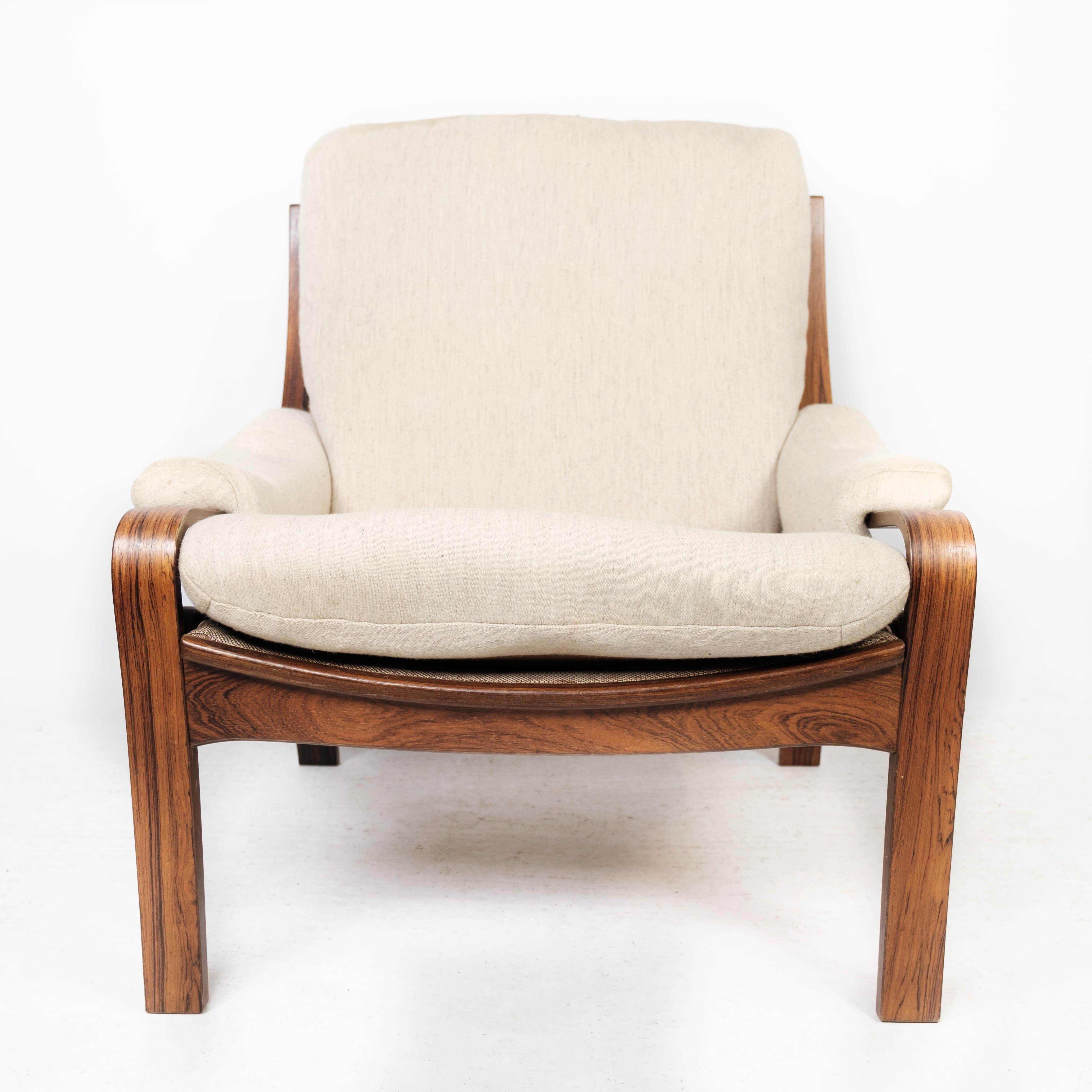 Fabric Easy Chairs in Rosewood, of Danish Design, 1960s For Sale