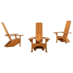 Easy Chairs in Solid Pine in the Style of Mario Ceroli