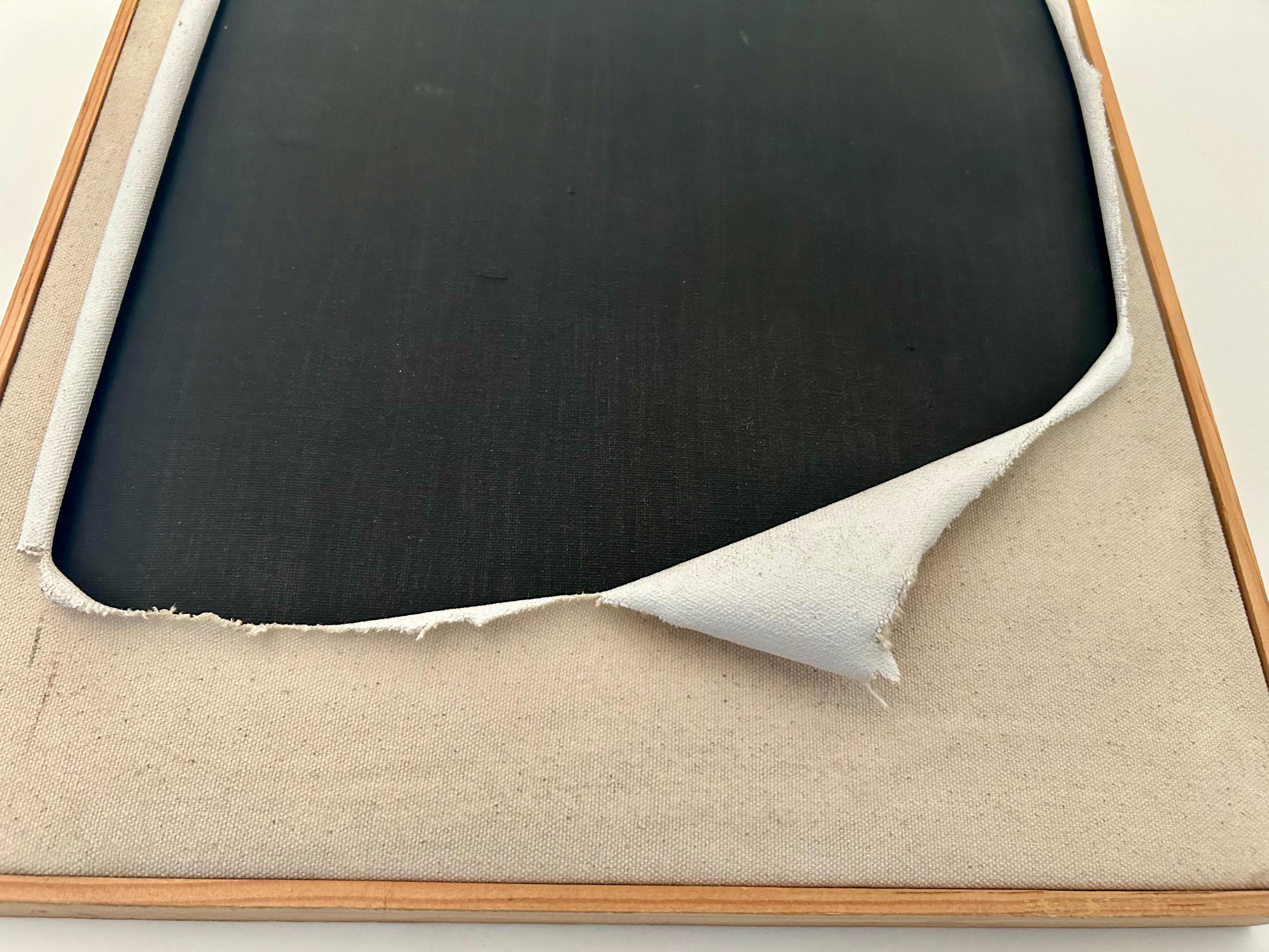 Ursprüngliches Kunstwerk.
Das Kunst- und Designkontinuum von Form und Raum.
Handgeschnitzte Leinwand, schwarzer Gesso und dünner Holzrahmen.
