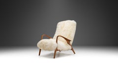 Easy Recliner Chair in Off-White Sheepskin, Denmark 1960s