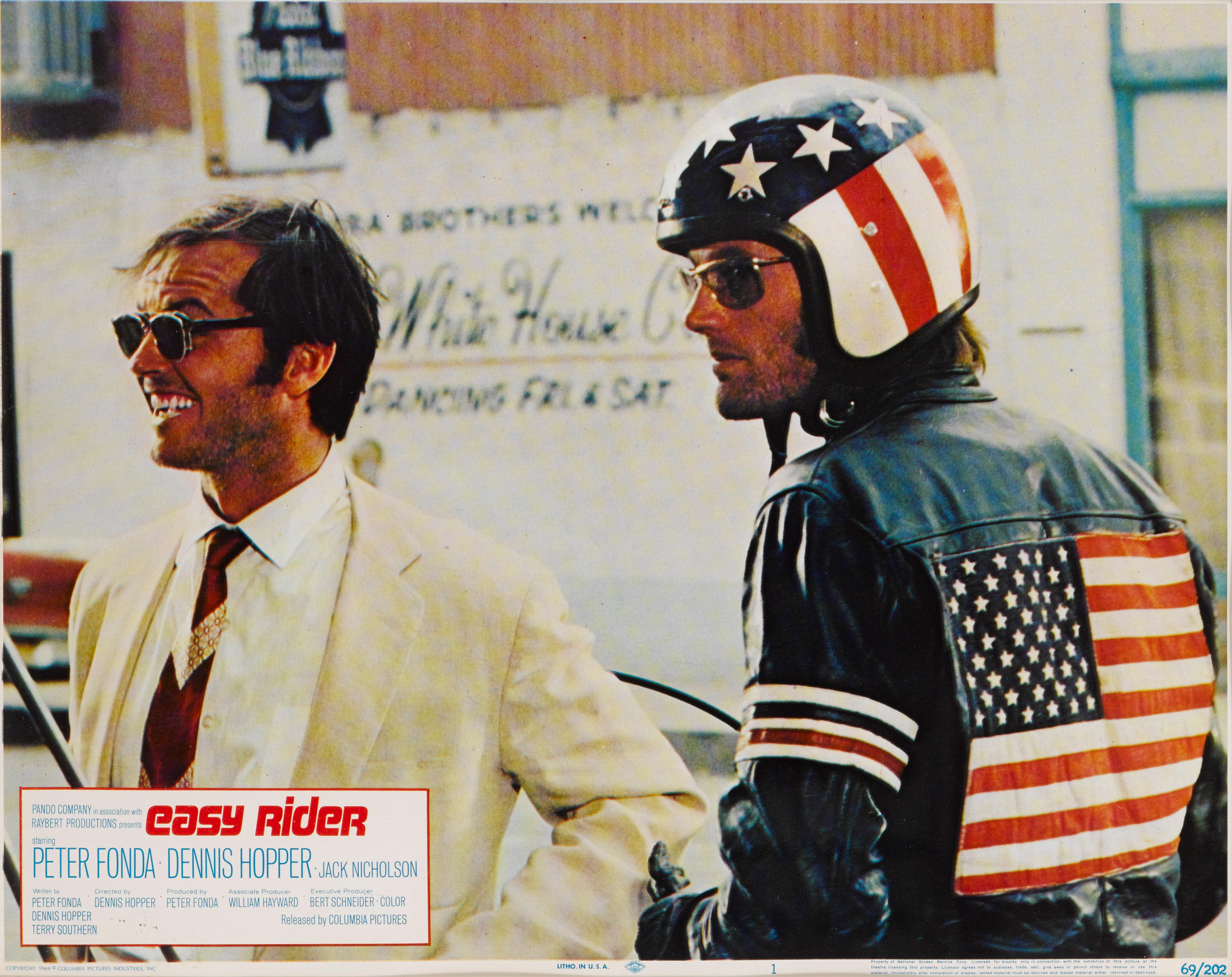 Original US Lobby card
This American road movie was written by Peter Fonda, Dennis Hopper and Terry Southern. It was produced by Fonda and directed by Hopper. This is a landmark film that captured the national imagination of America in the