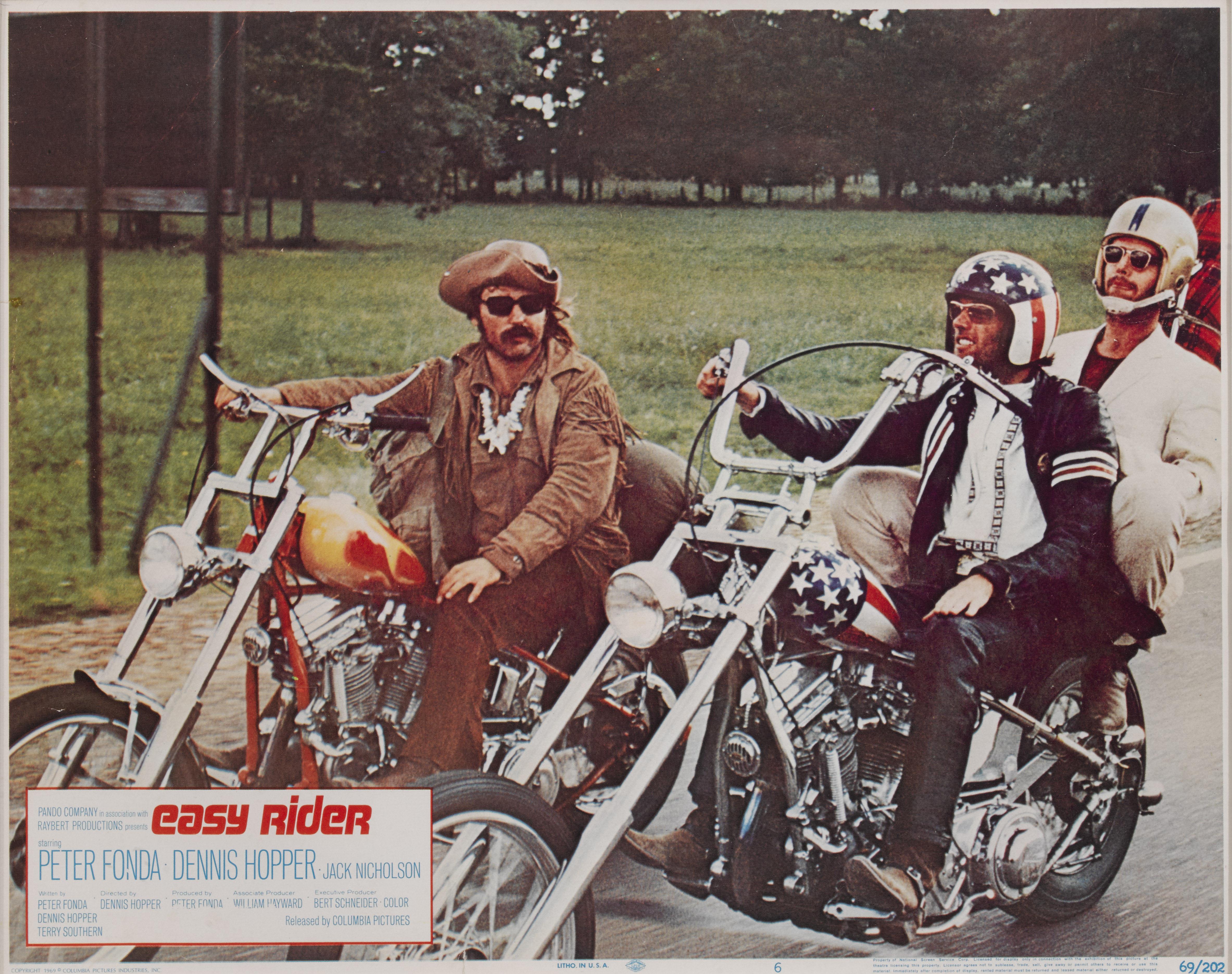 Original US Lobby card,
This is the Best card from the set of 8 lobby cards.
This American road movie was written by Peter Fonda, Dennis Hopper and Terry Southern. It was produced by Fonda and directed by Hopper. This is a landmark film that