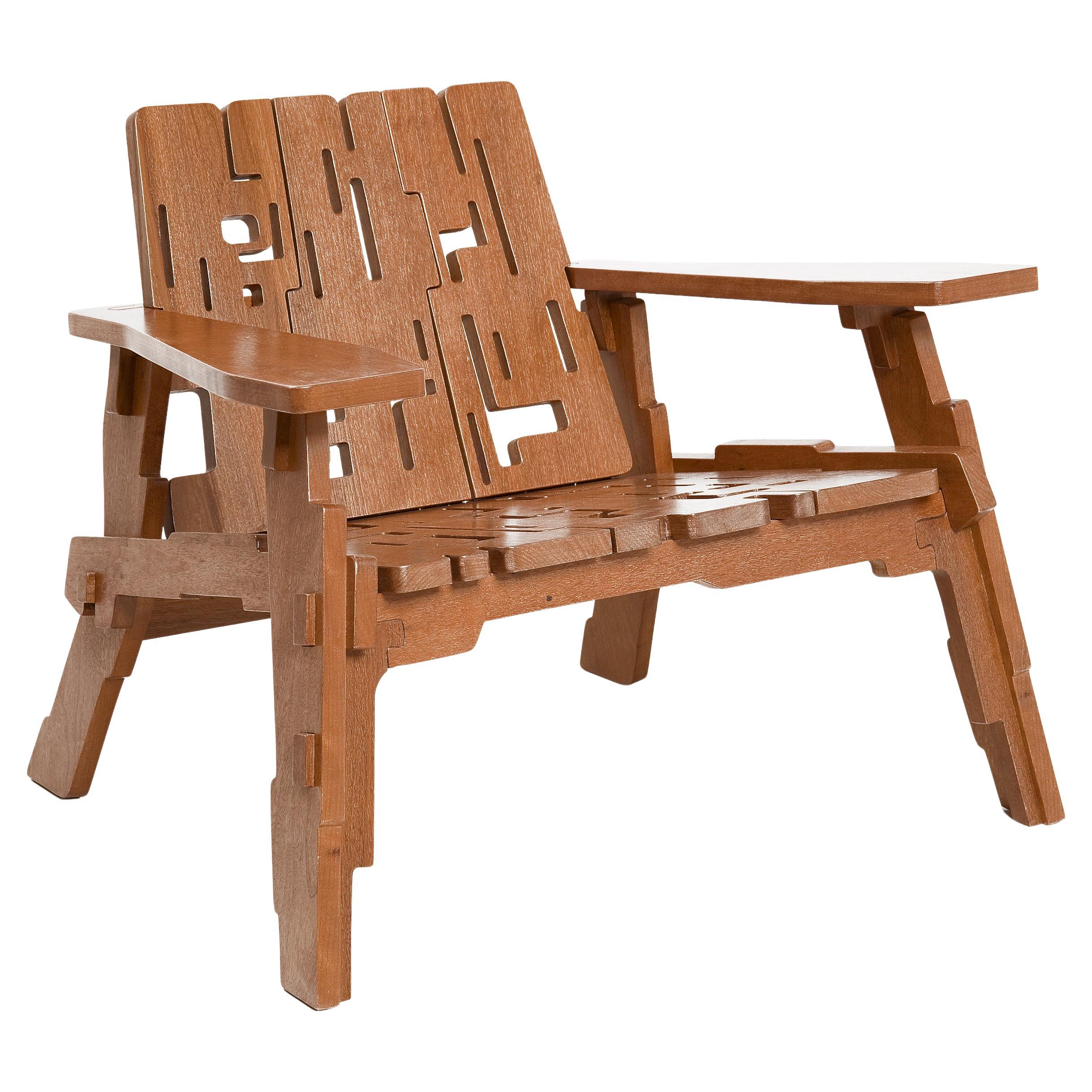 Easychair Burle Brazilian Contemporary Wood by Lattoog For Sale