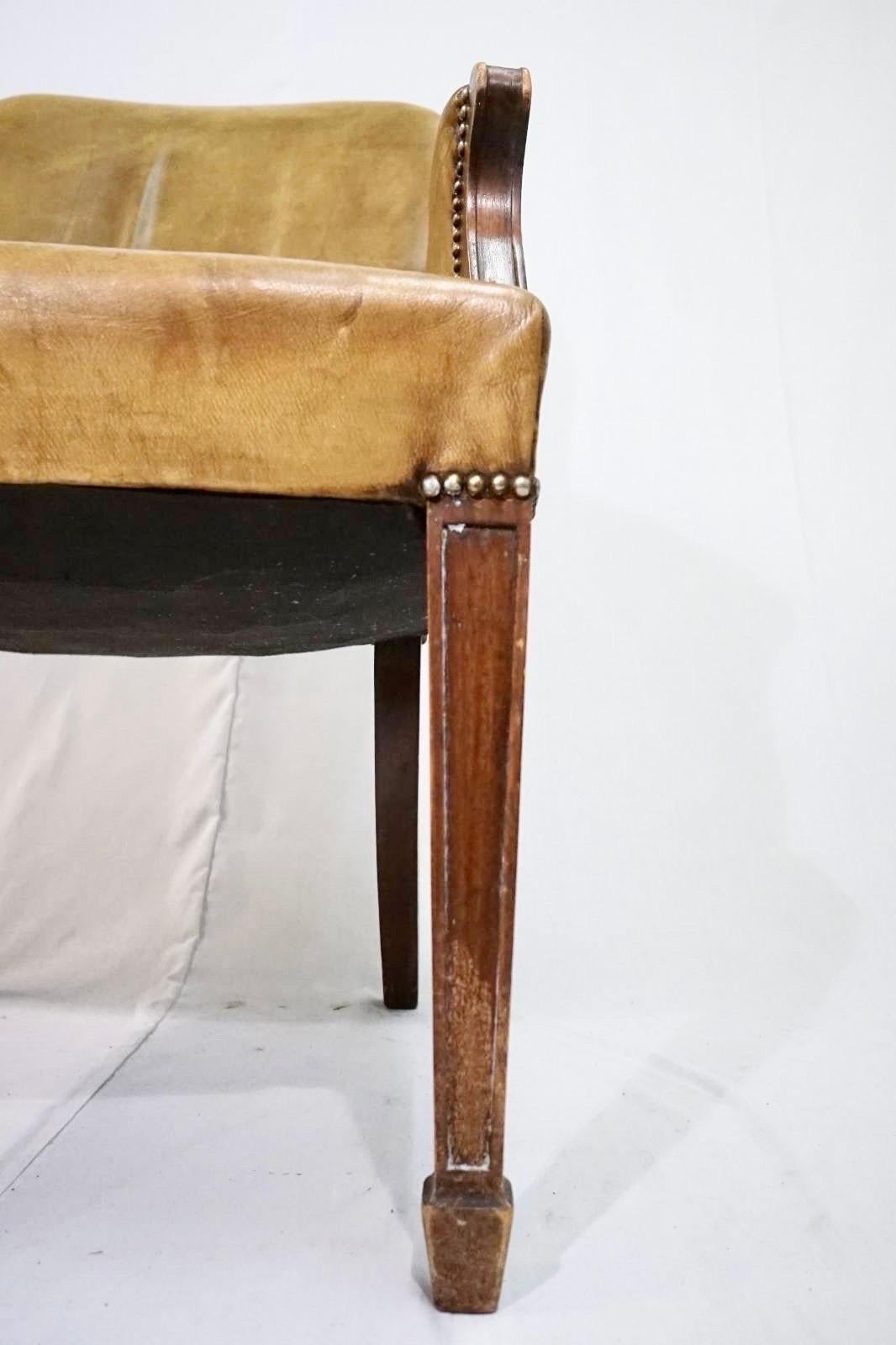 Brass Easychair by Cabinetmaker Frits Henningsen in Stained Oak with Patinaed Leather