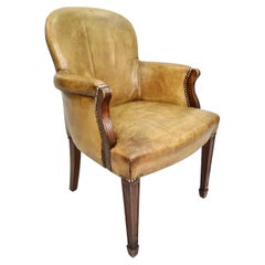 Easychair by Cabinetmaker Frits Henningsen in Stained Oak with Patinaed Leather