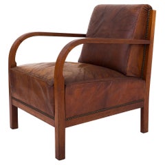 Easychair in mahogany and patinated Niger leather