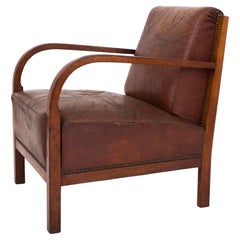 Easychair in mahogany and patinated Niger leather
