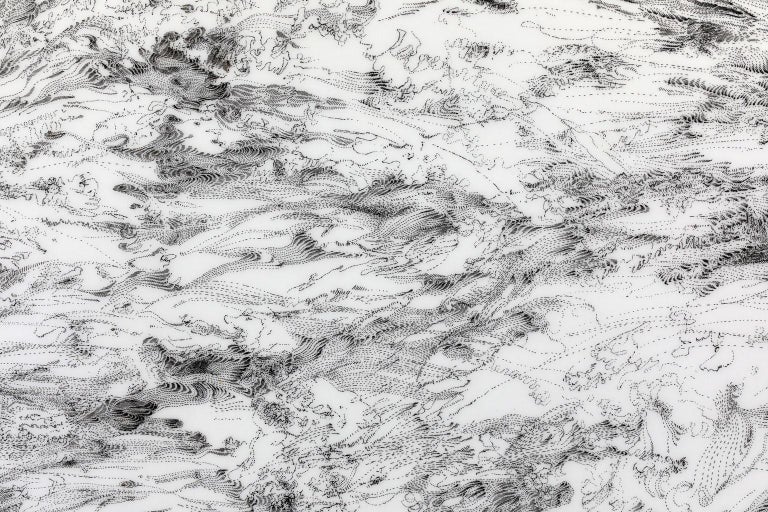 Eau 1, Black Ink Drawing on Mylar Paper Artwork, France, 2013 For Sale