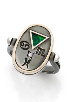 EAU 4 Elements Ring in 18k White Gold & Distressed Silver by Elie Top